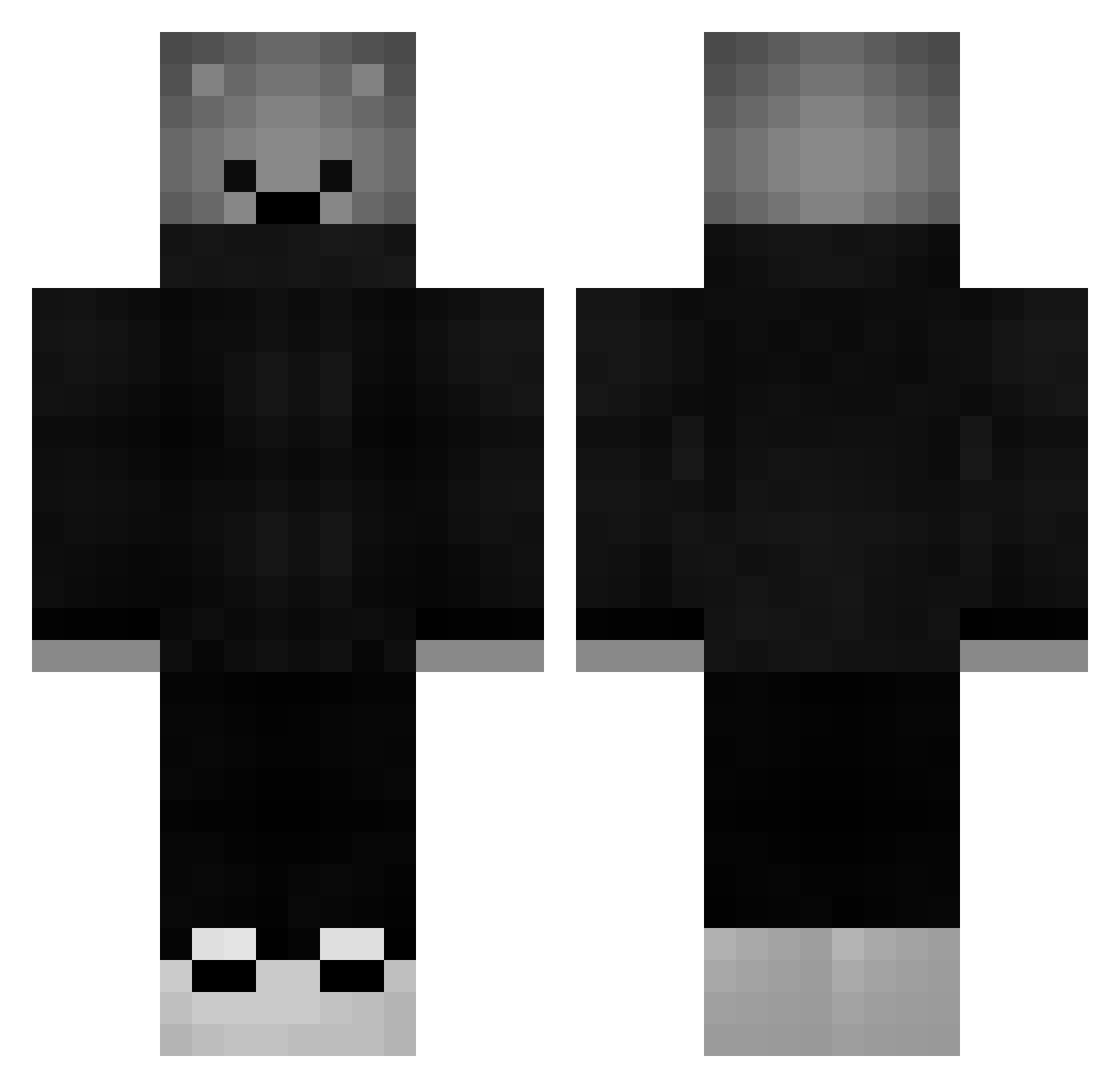 yBqly Minecraft skin, front and back view