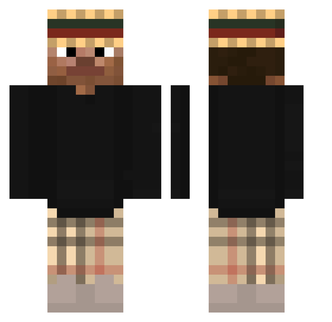 sarkie Minecraft skin, front and back view