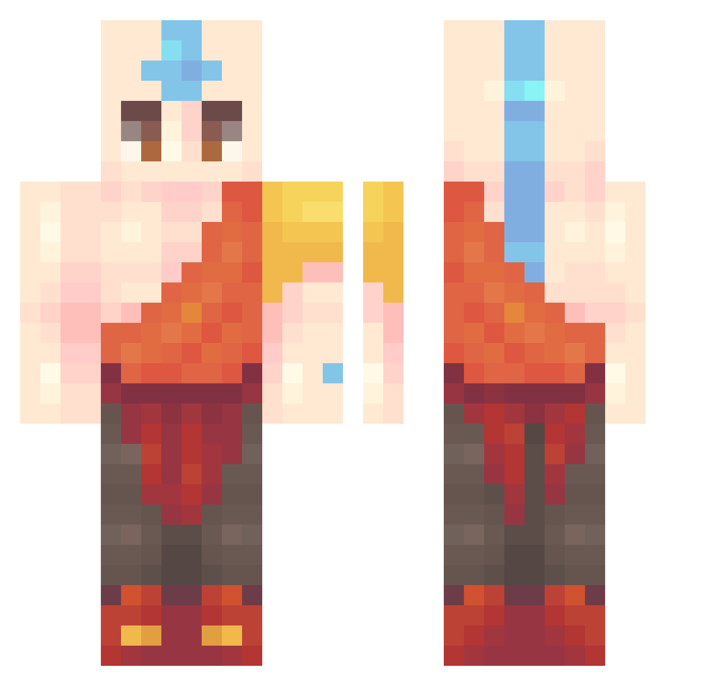 ShuXD Minecraft skin, front and back view