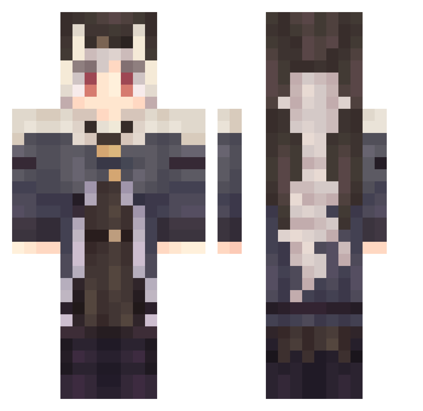 jackichanman Minecraft skin, front and back view