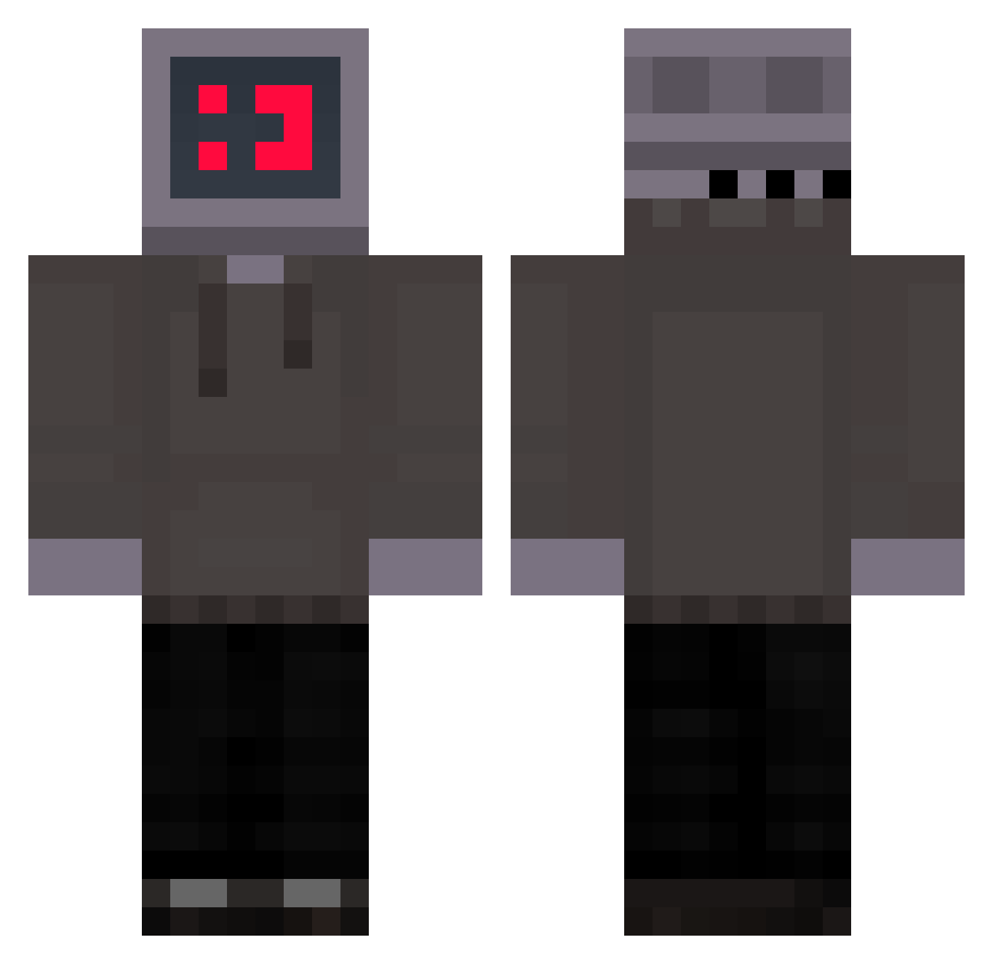 serven70 Minecraft skin, front and back view