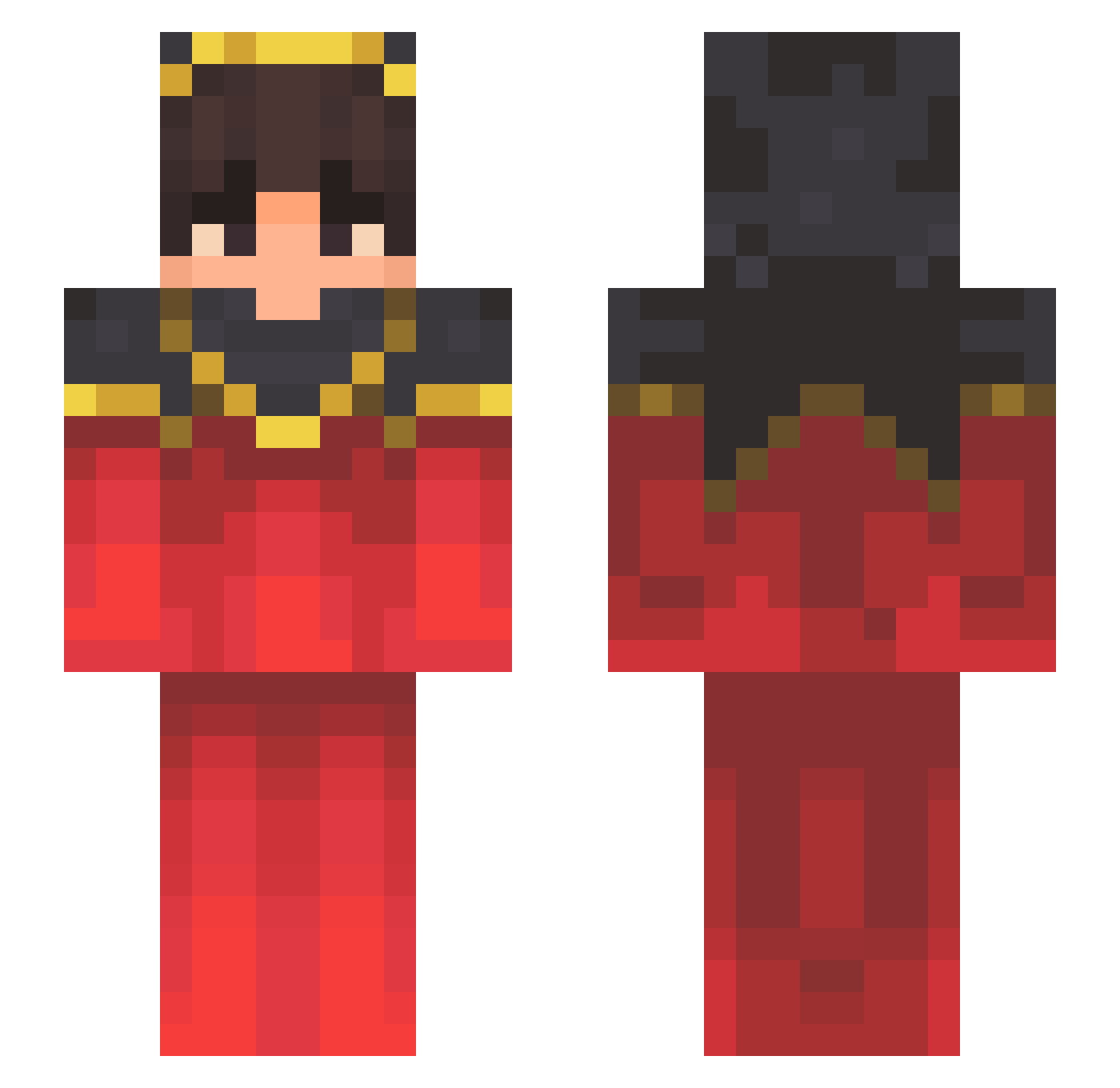 overlisted Minecraft skin, front and back view