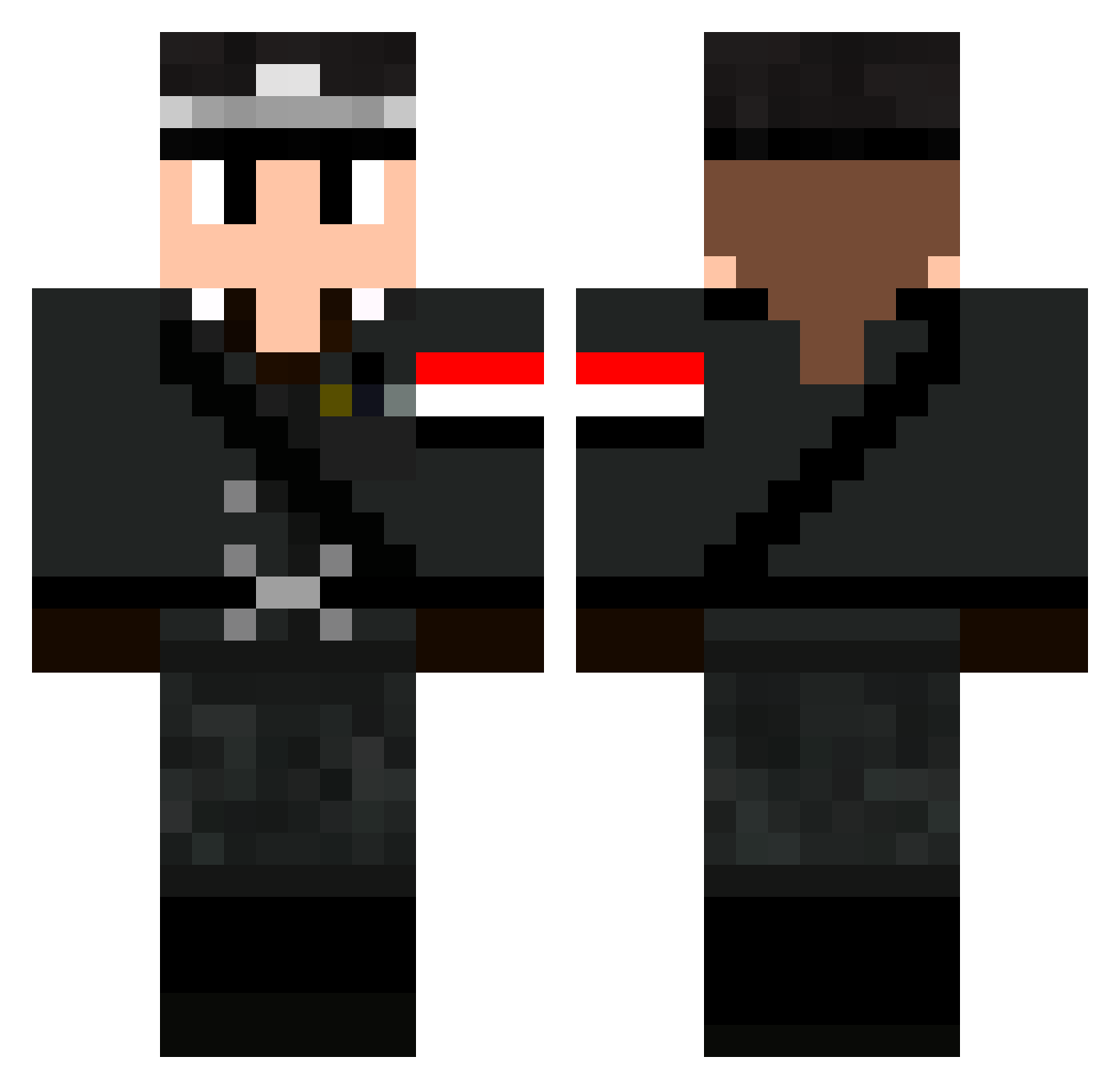 Xsandred Minecraft skin, front and back view