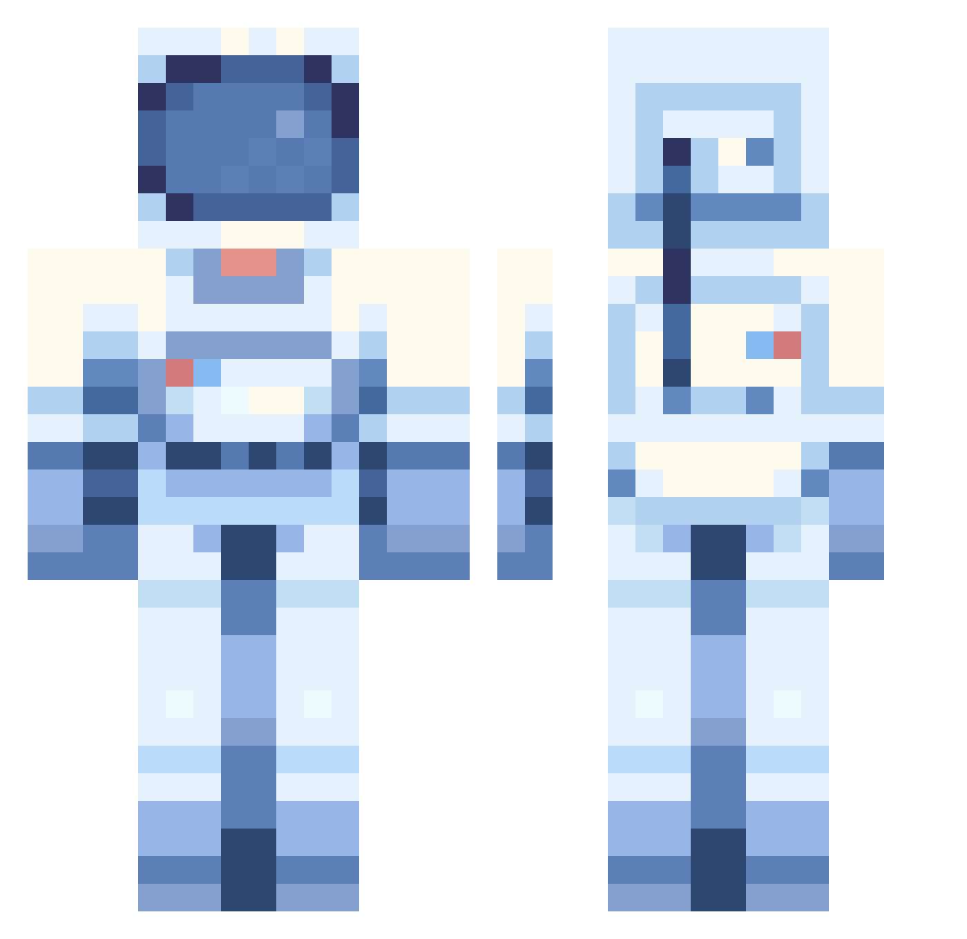exinics Minecraft skin, front and back view