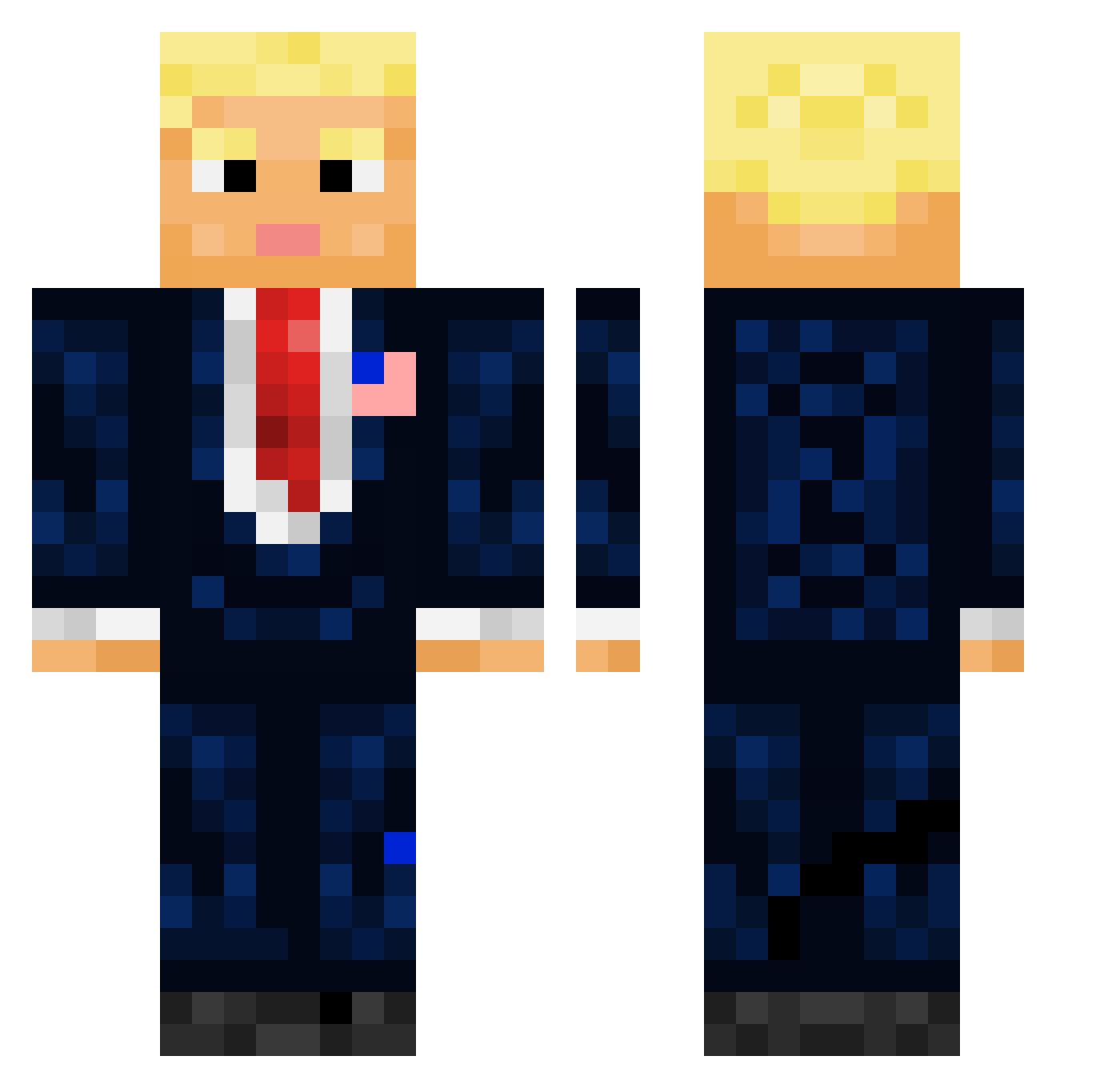 SaggyMuffins Minecraft skin, front and back view
