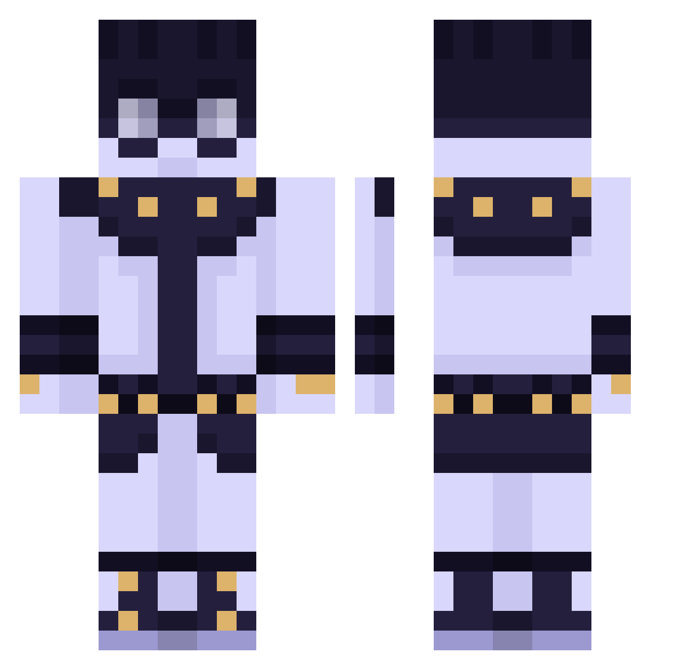 Svarti10 Minecraft skin, front and back view