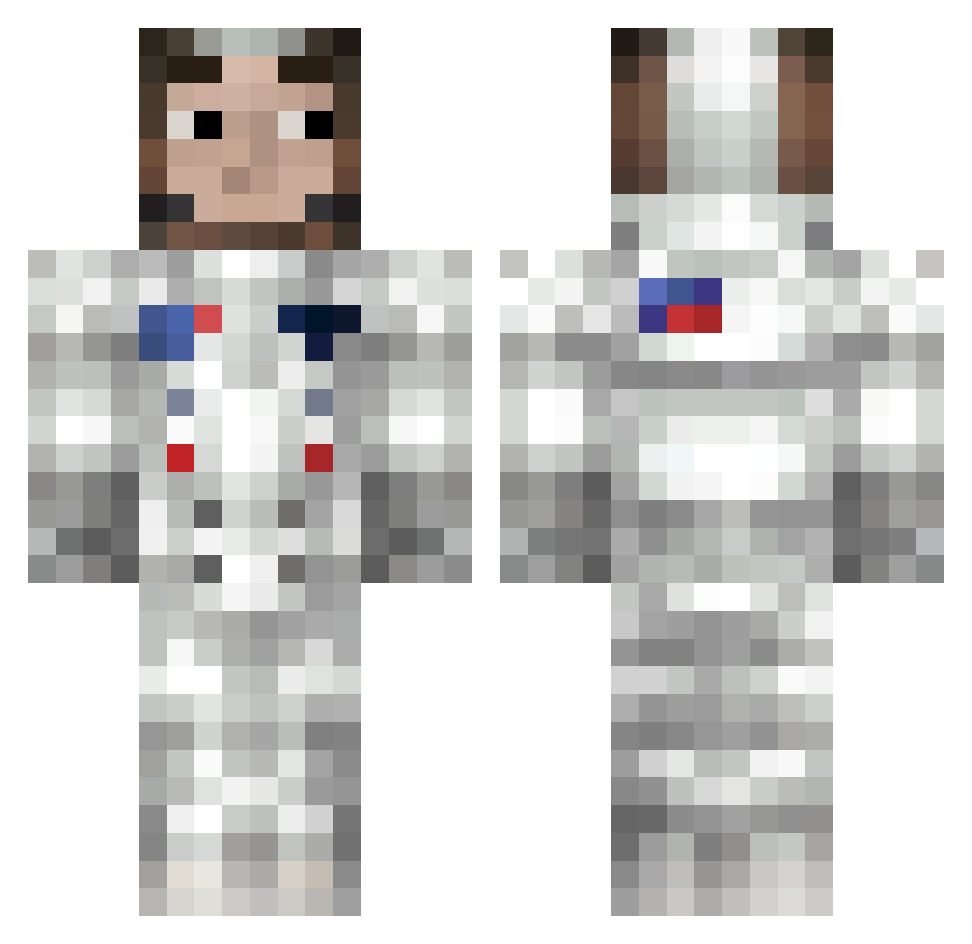 Arquebus Minecraft skin, front and back view