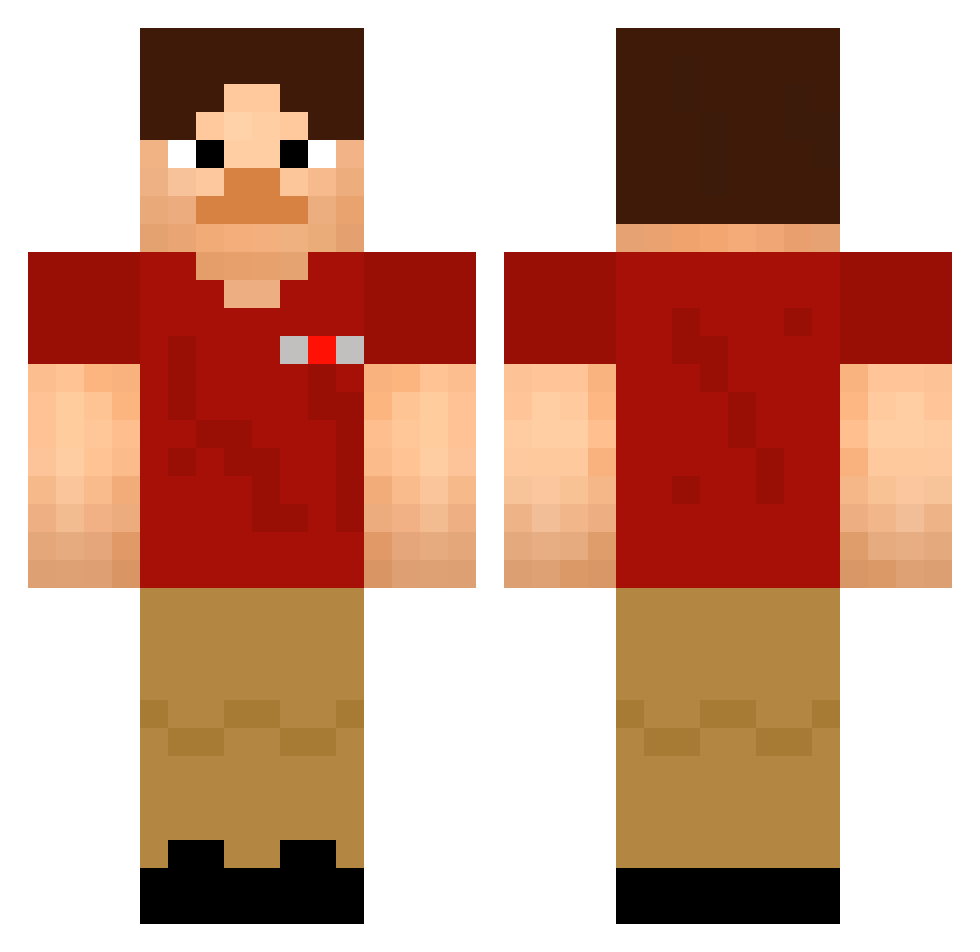 Bankruptcy Minecraft skin, front and back view