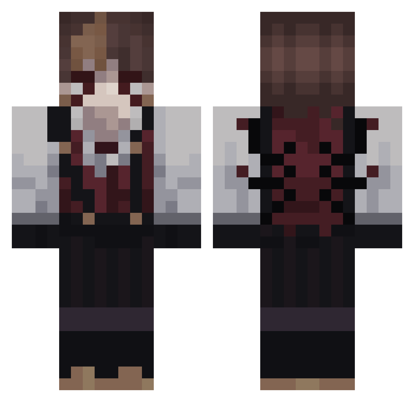Techniskill Minecraft skin, front and back view