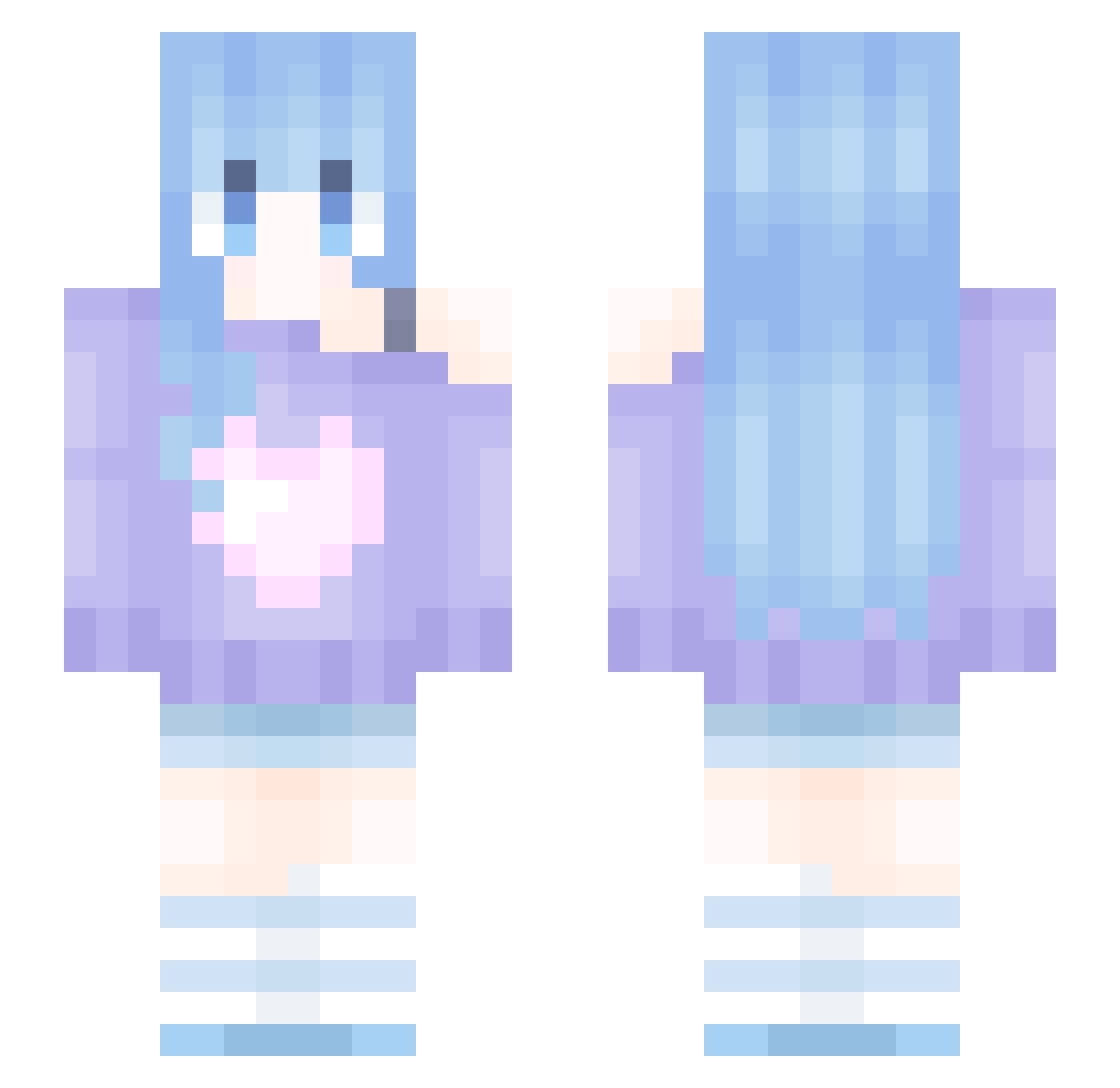 AlisaNanoda Minecraft skin, front and back view