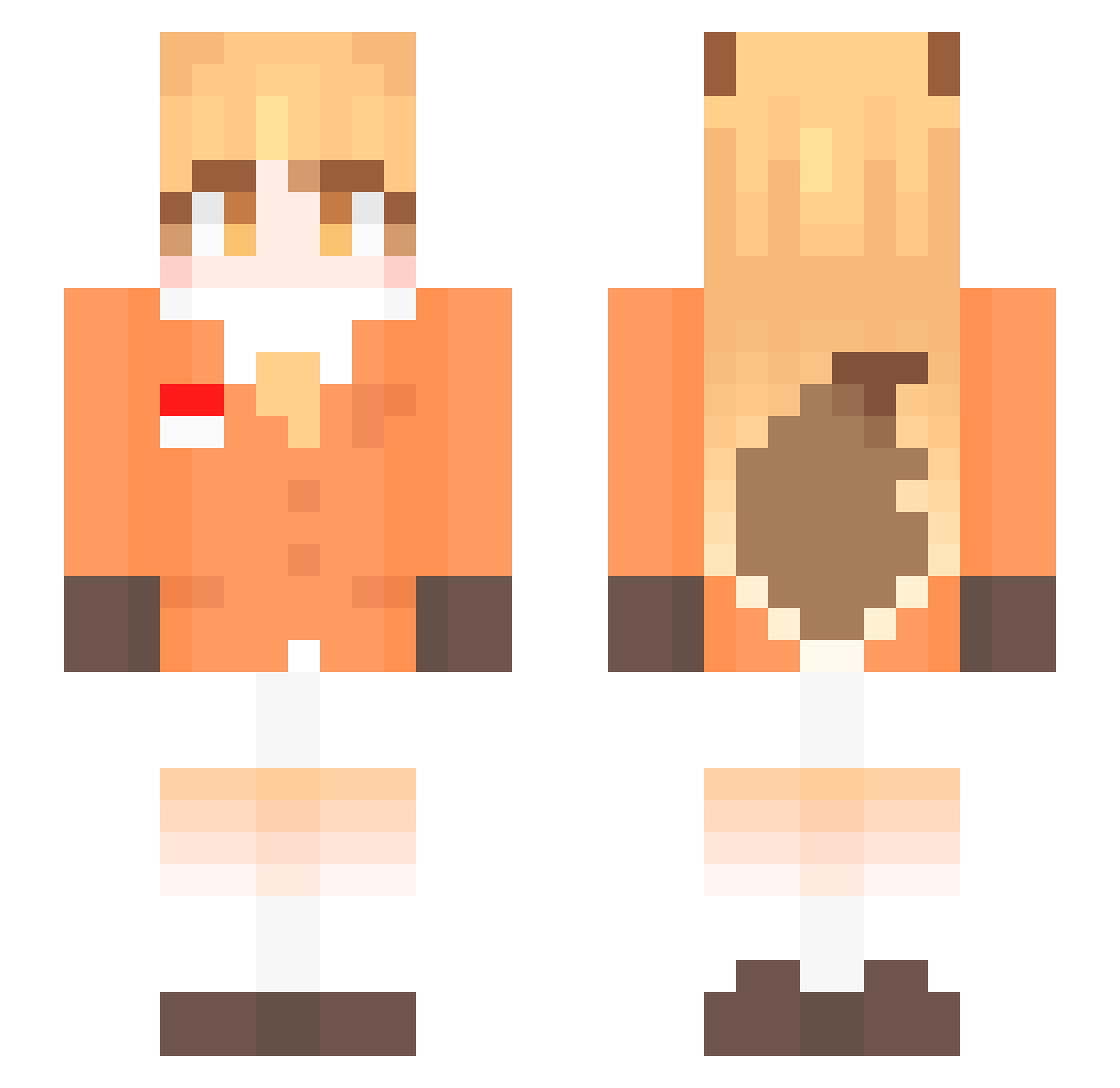foxpuk Minecraft skin, front and back view