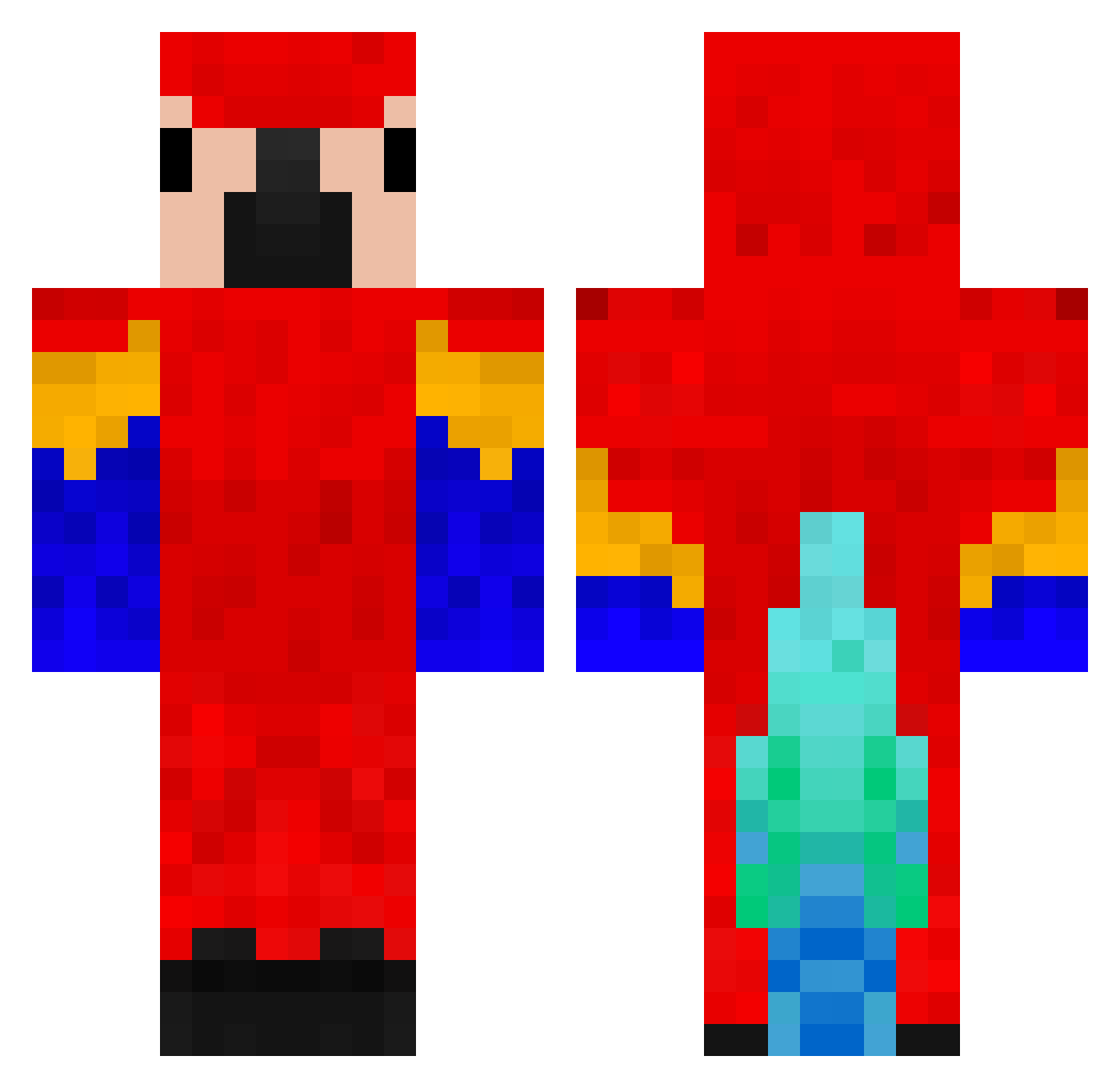 Pikauto Minecraft skin, front and back view