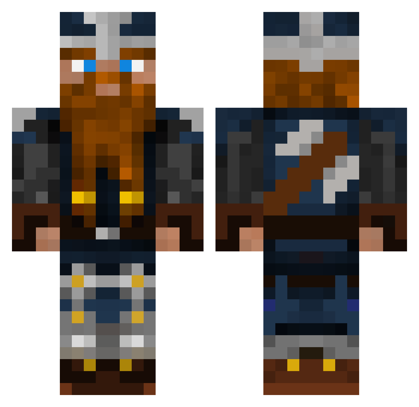 Chascret Minecraft skin, front and back view
