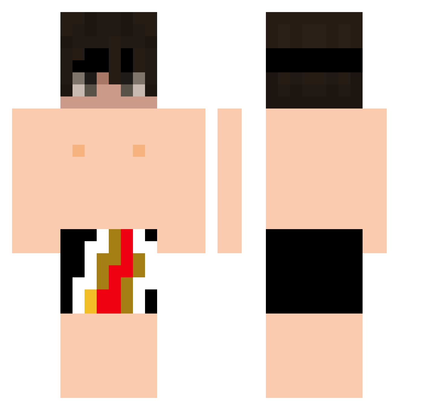 SimonUnhinged Minecraft skin, front and back view