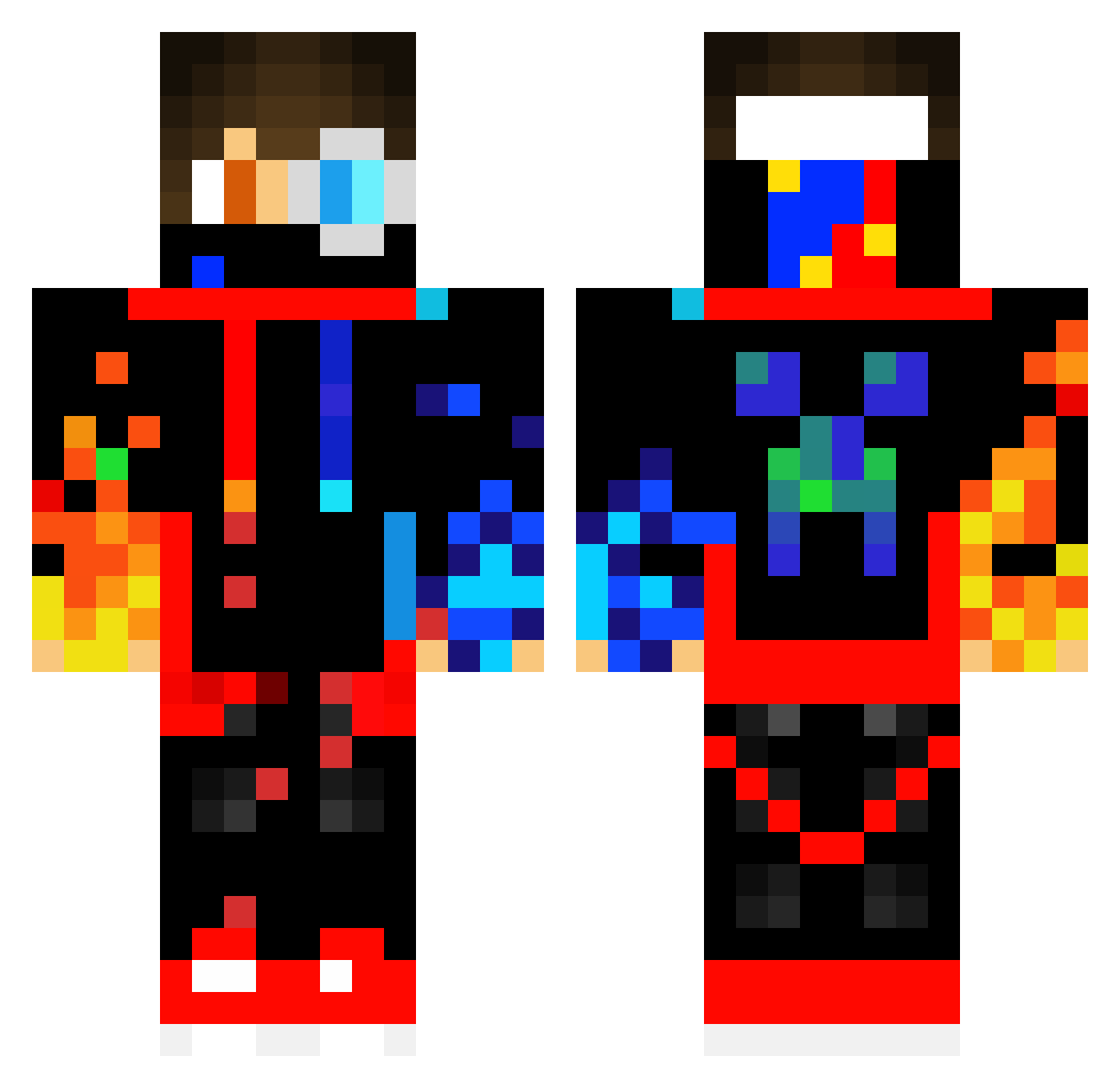 visioner Minecraft skin, front and back view