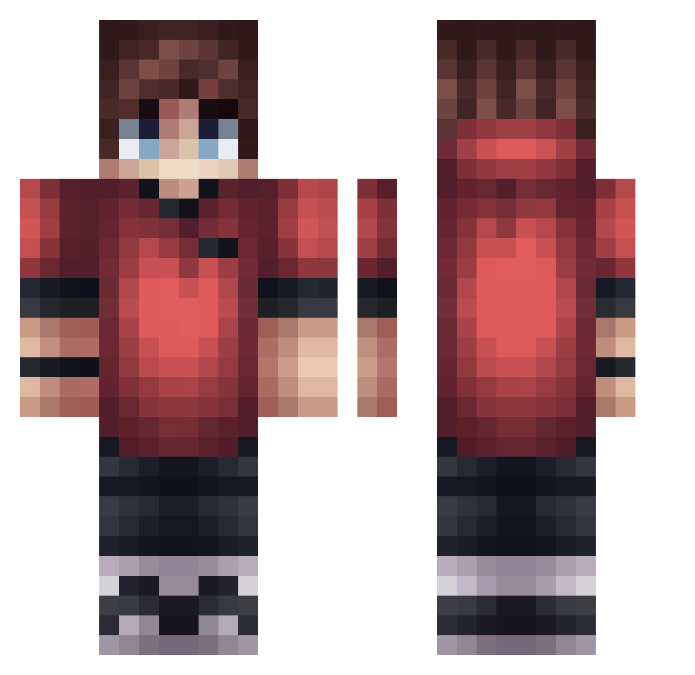 RosmelXD Minecraft skin, front and back view
