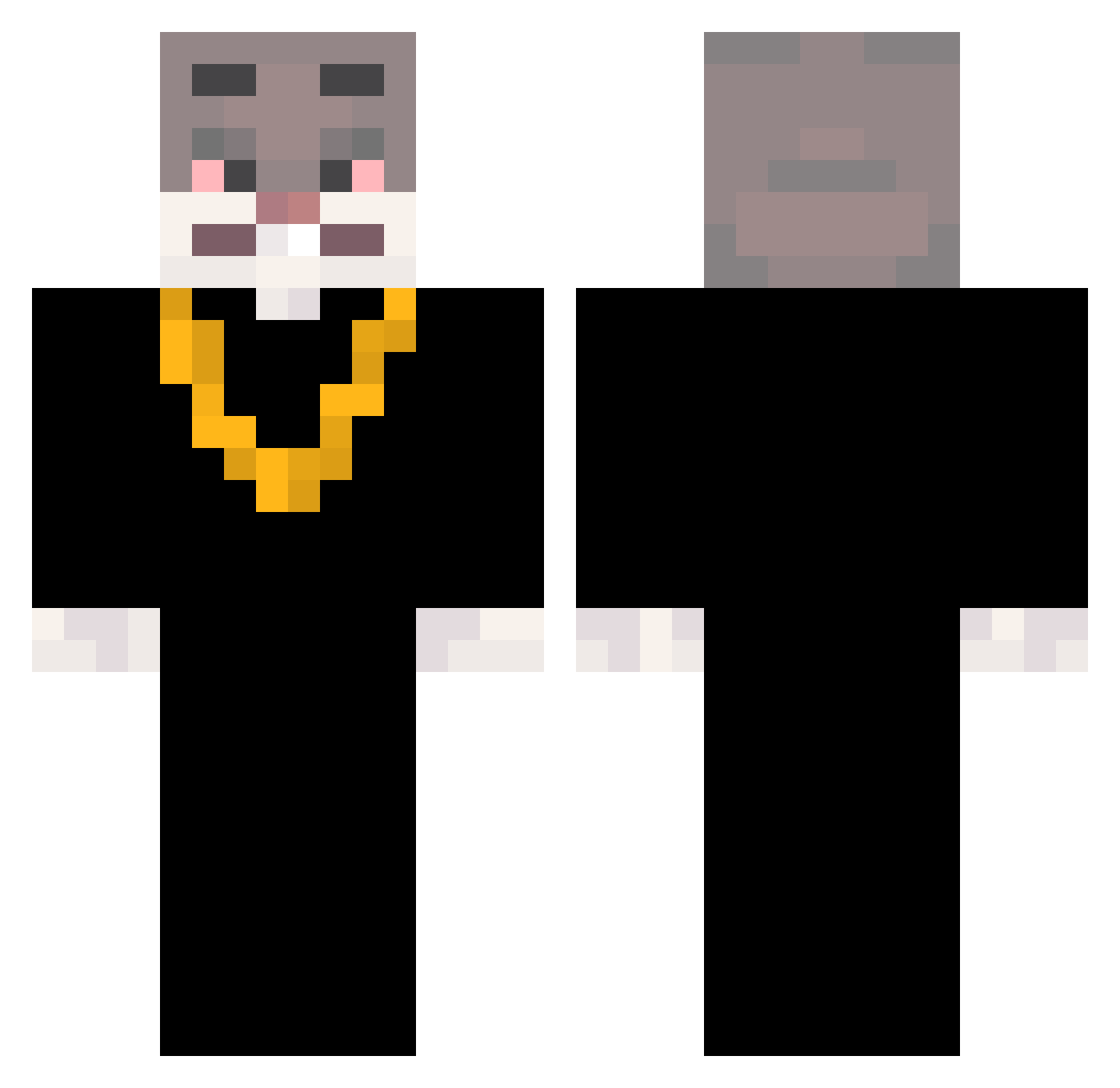 Depstyas Minecraft skin, front and back view