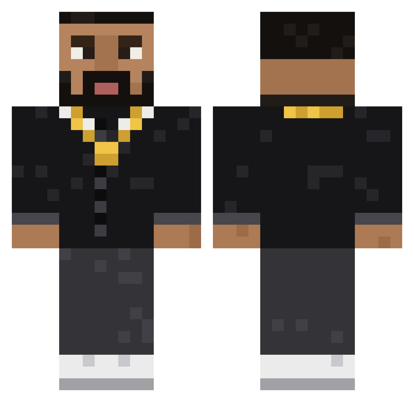 Shootout Minecraft skin, front and back view