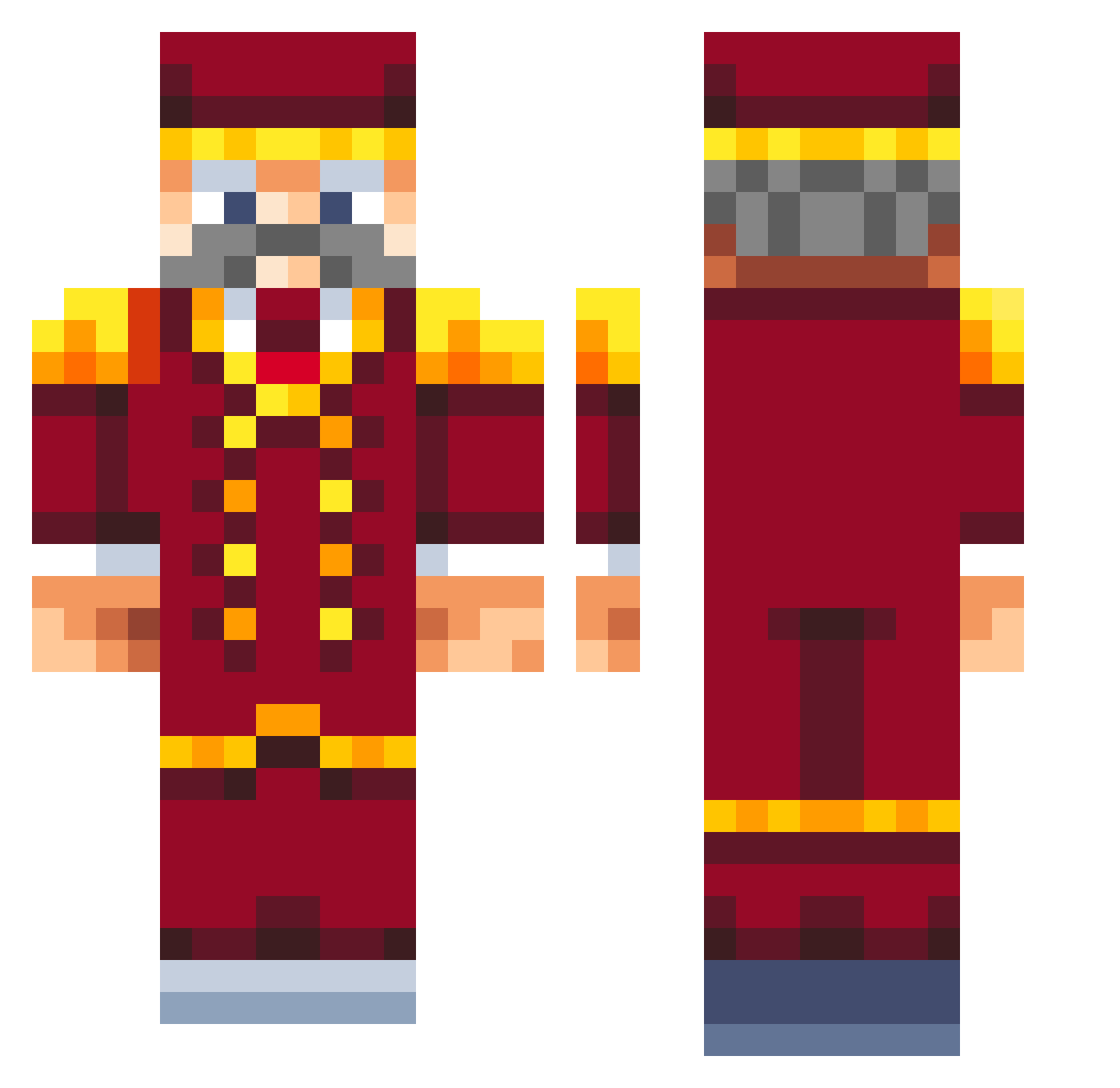 Hagdash Minecraft skin, front and back view