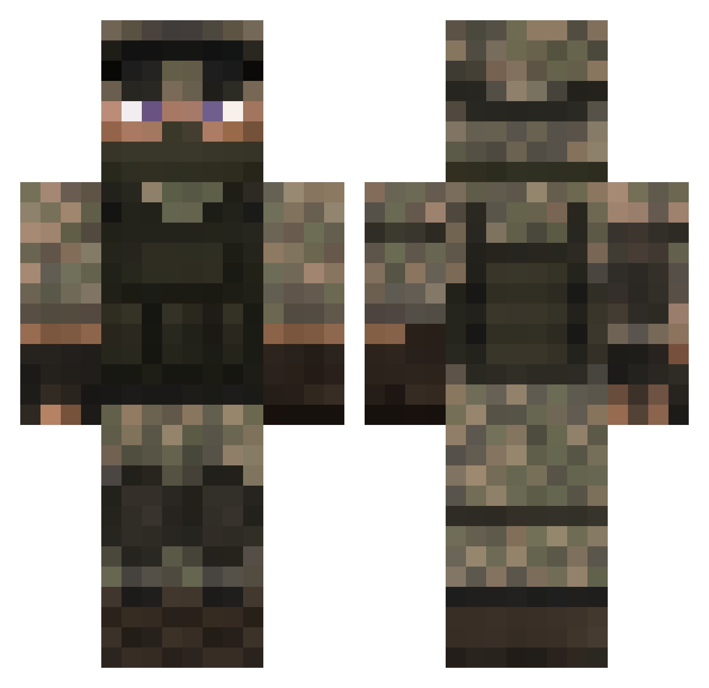 bruenw Minecraft skin, front and back view