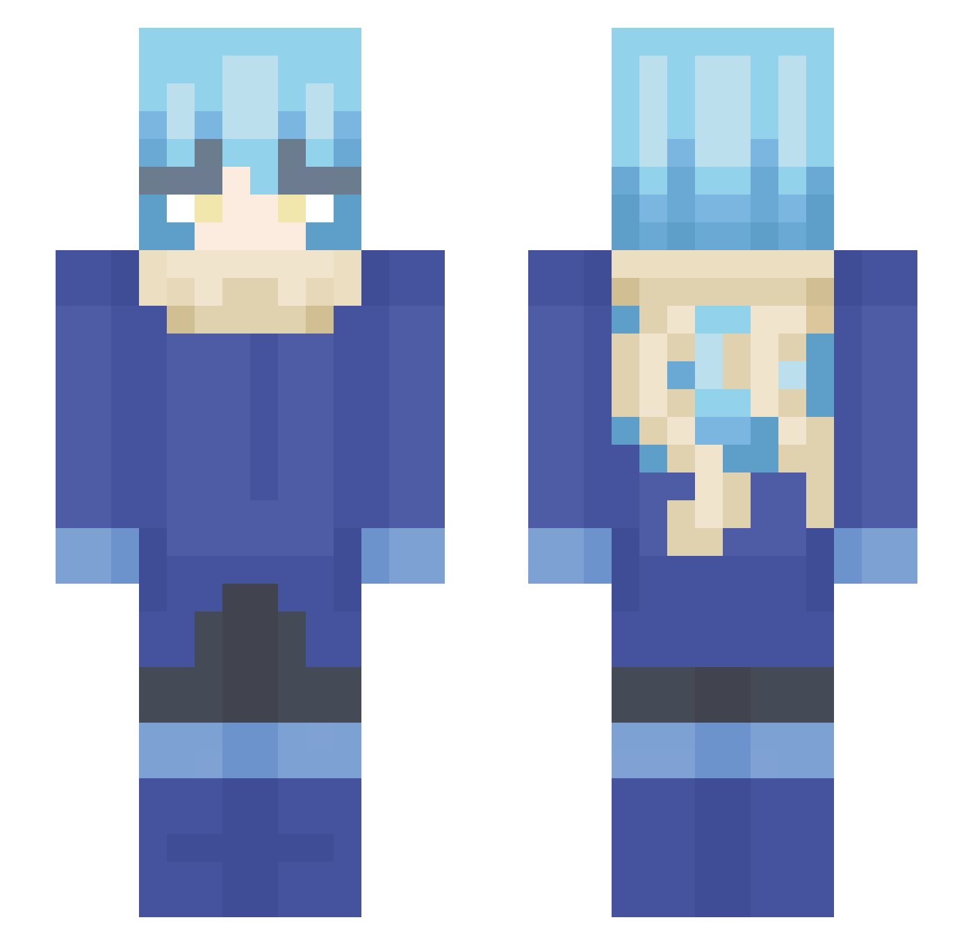 Defineless Minecraft skin, front and back view