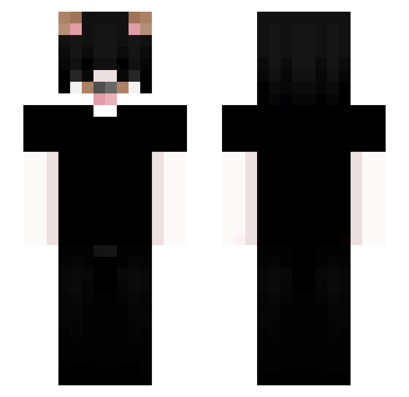 Won0m Minecraft skin, front and back view