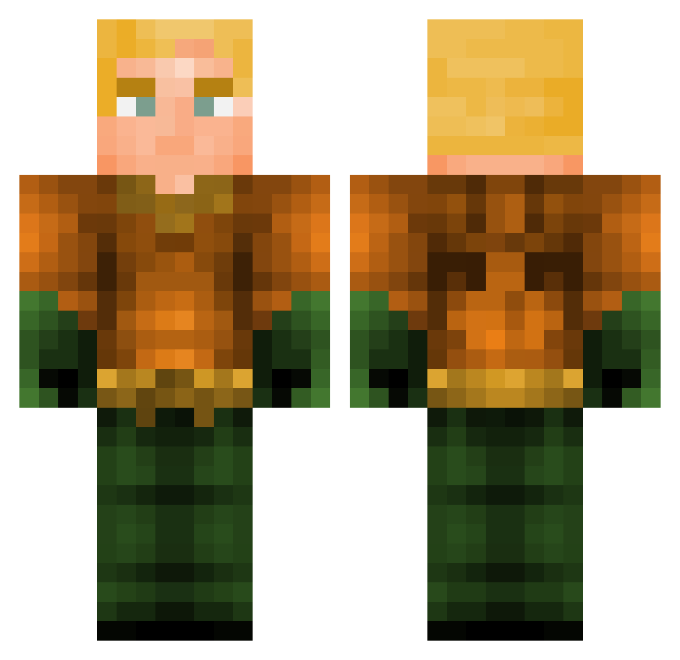 Chunguser Minecraft skin, front and back view