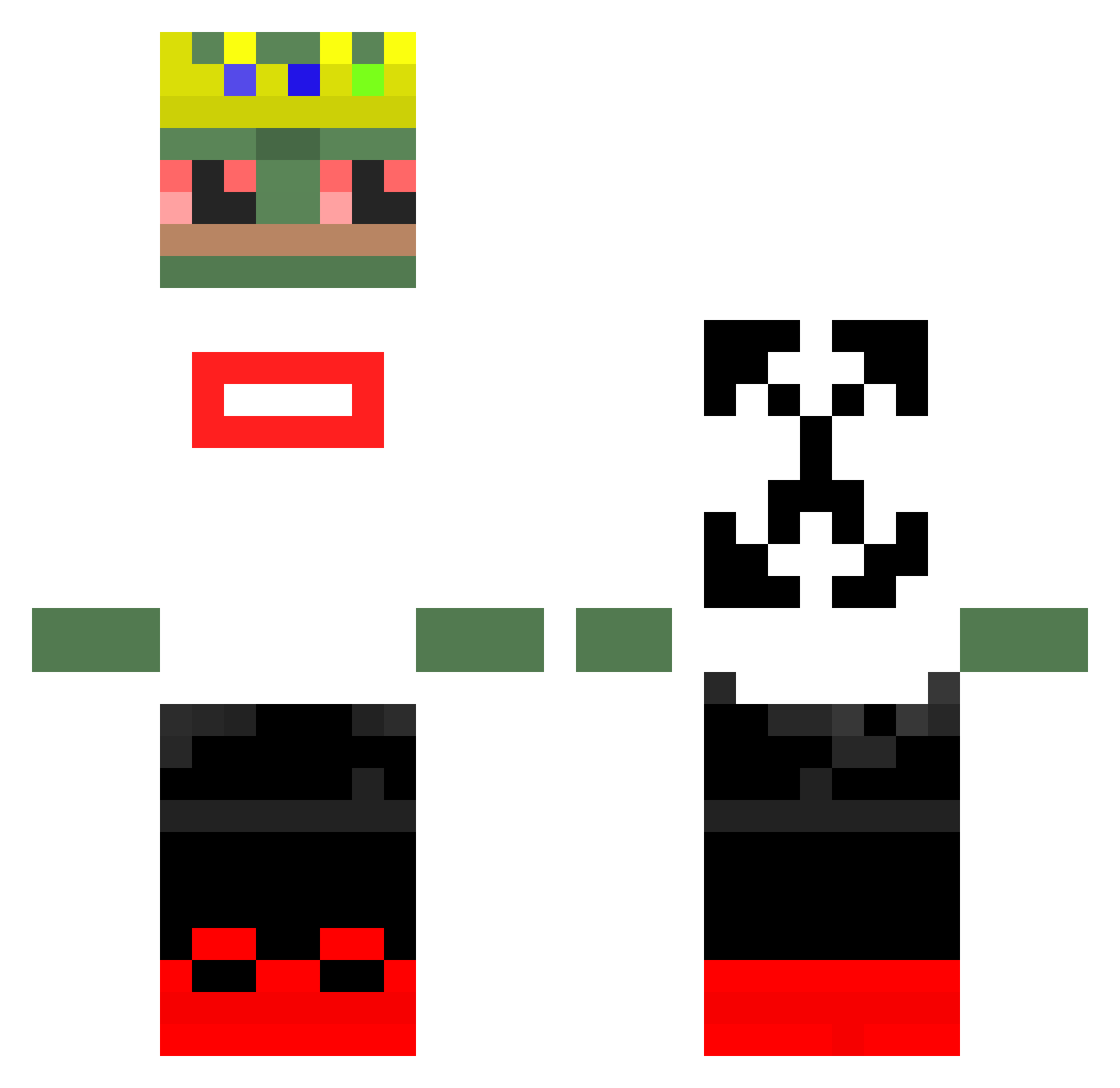 zherfox Minecraft skin, front and back view