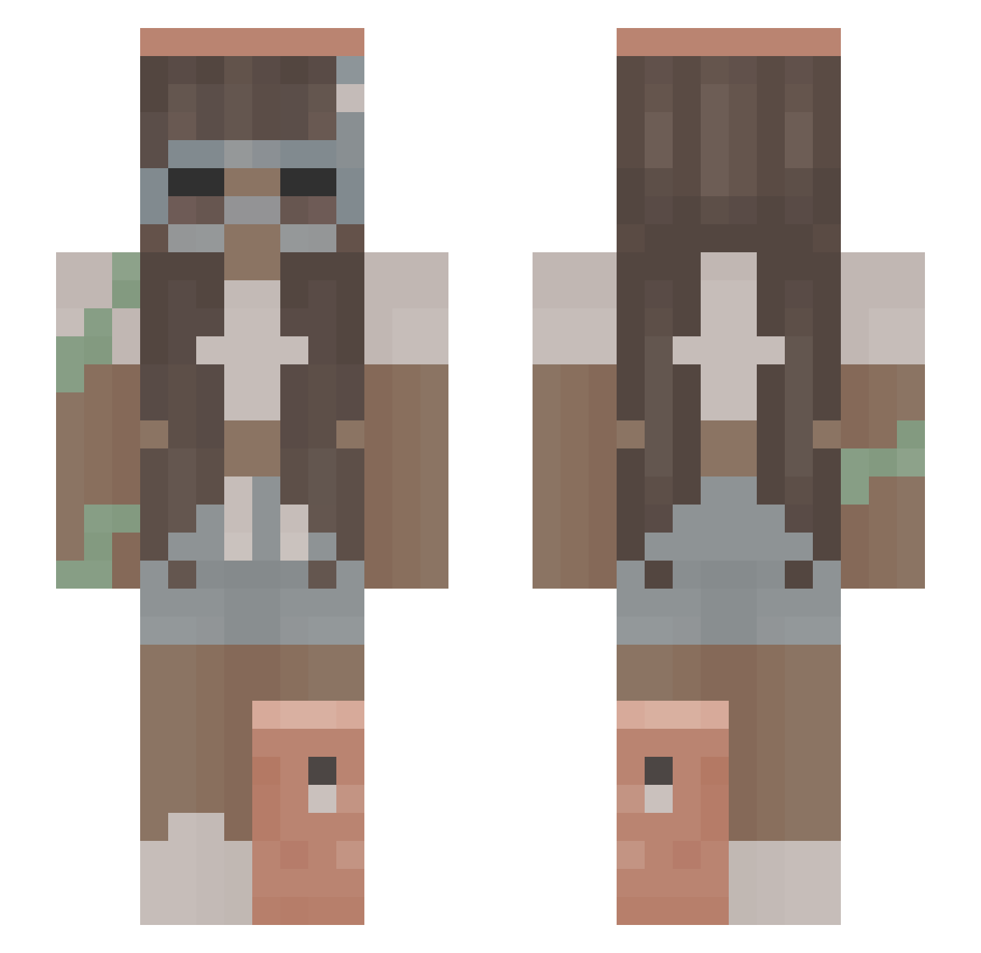 S2NN Minecraft skin, front and back view