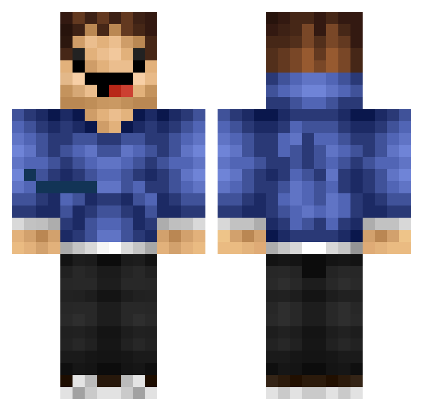 Sparkssyy Minecraft skin, front and back view