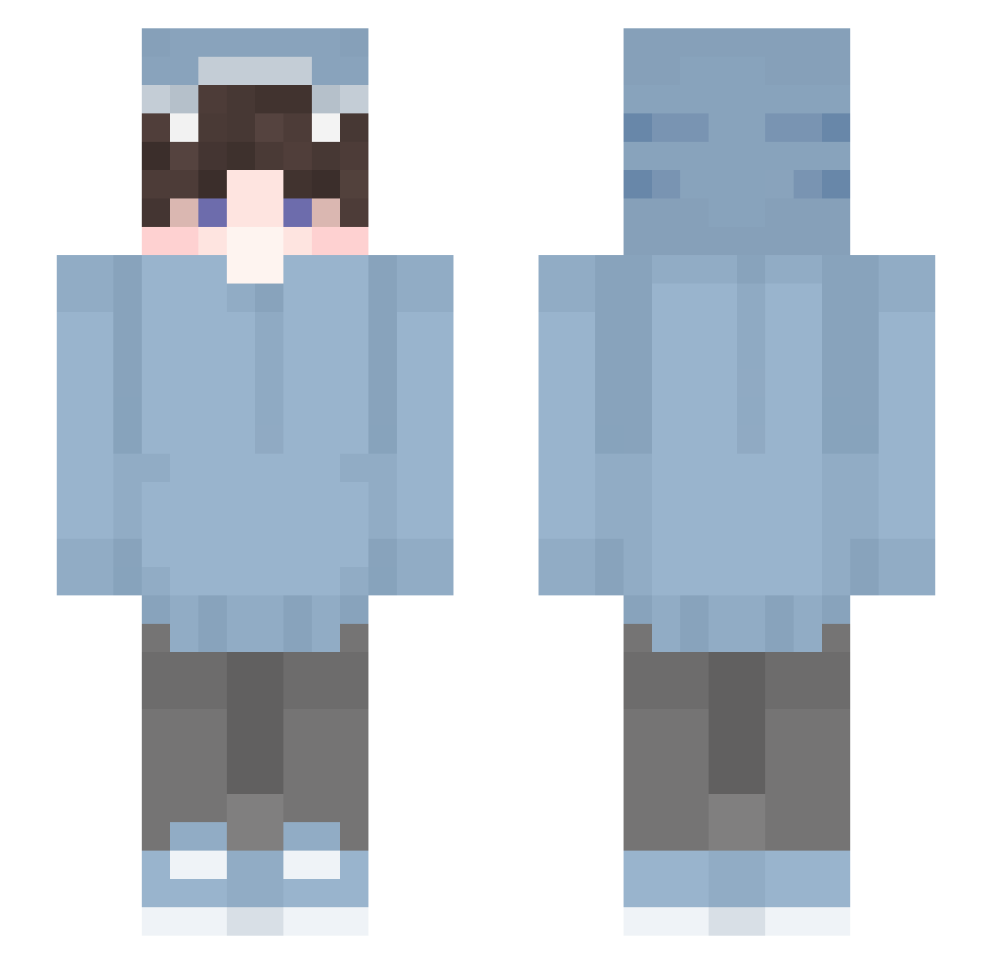 Tooooshi Minecraft skin, front and back view