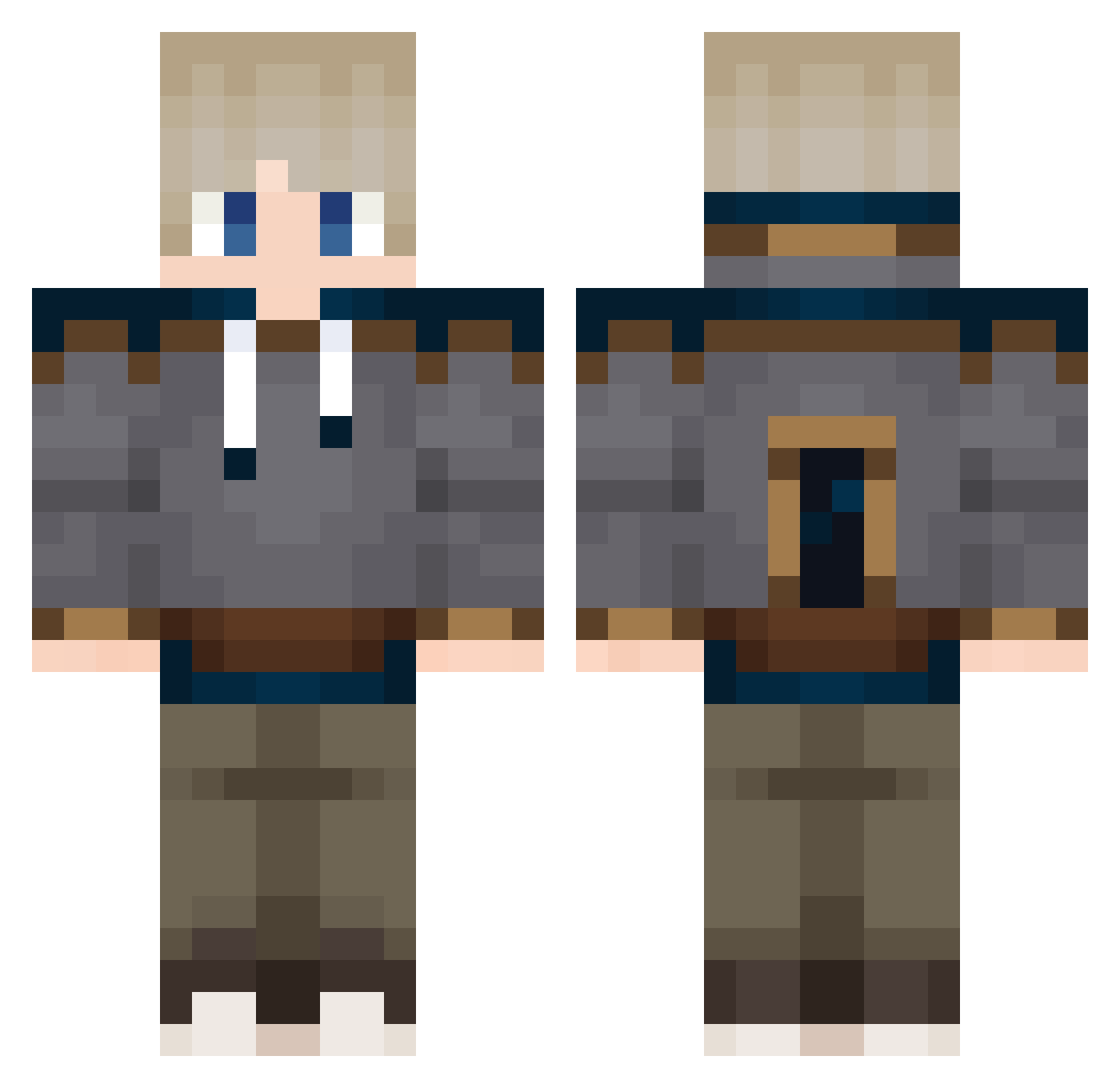 Yoru1174 Minecraft skin, front and back view