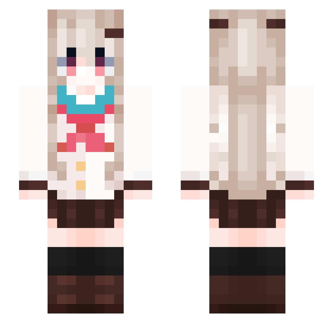 Victimzx Minecraft skin, front and back view