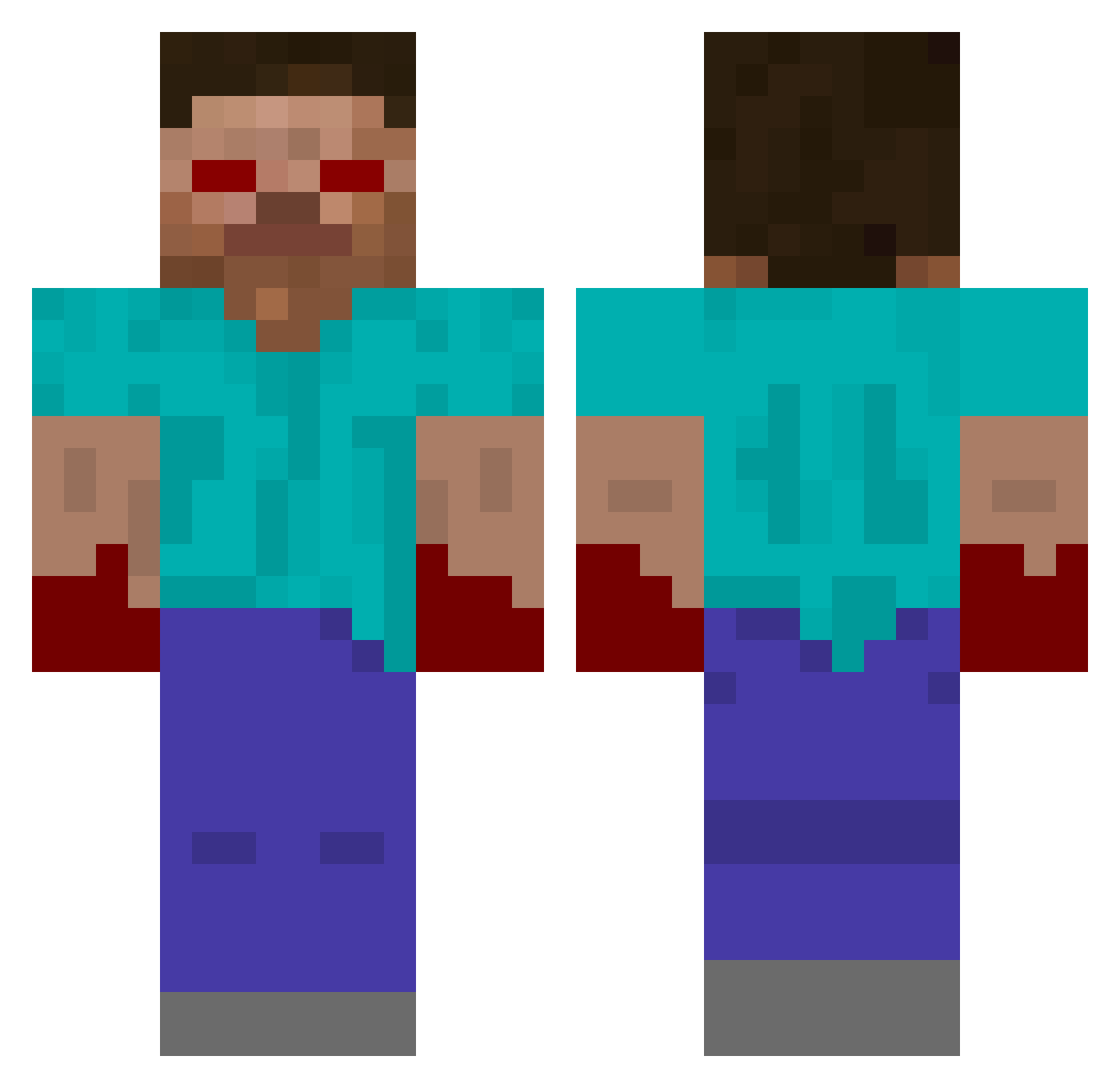 Startex Minecraft skin, front and back view