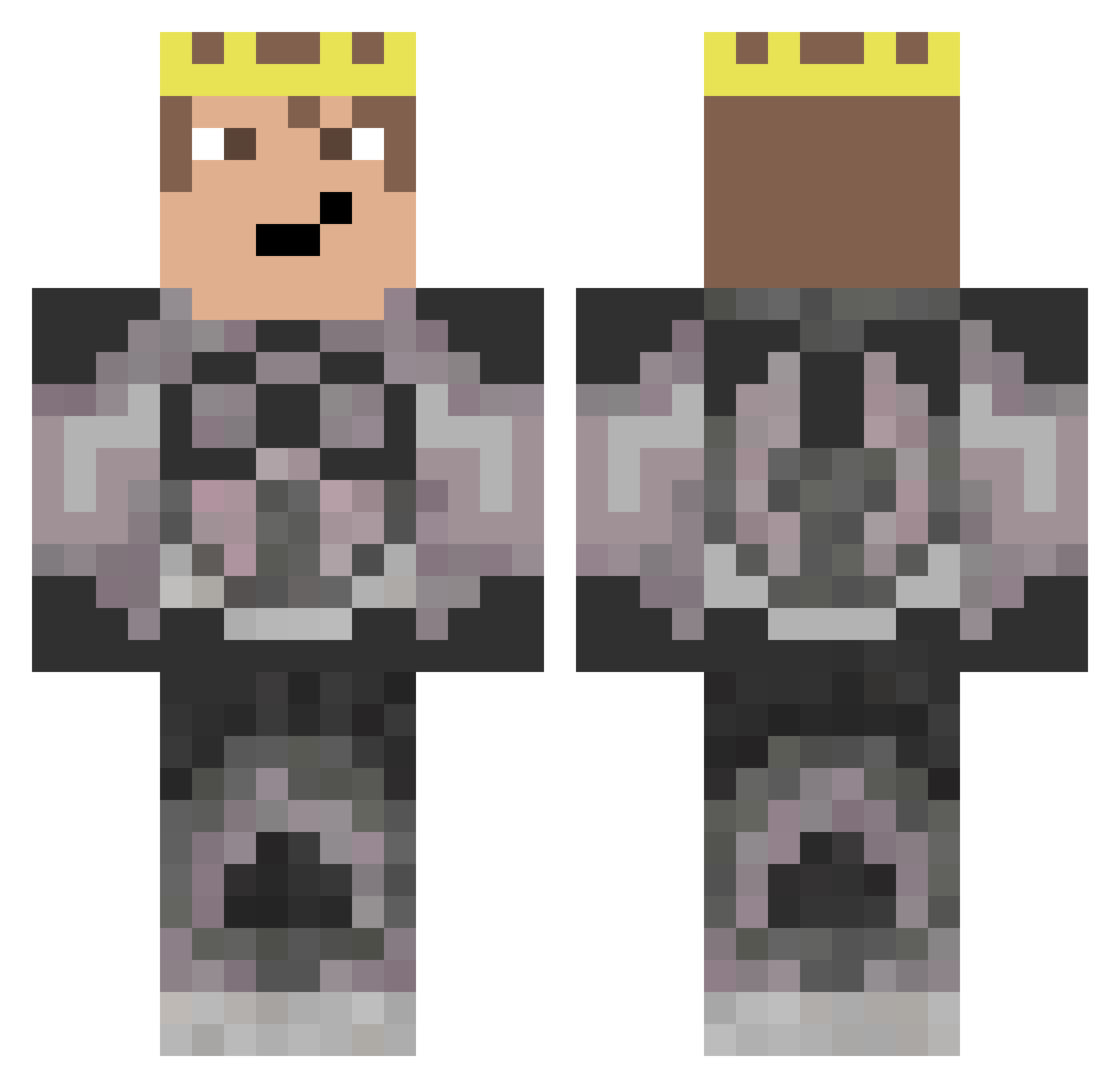 xCole Minecraft skin, front and back view