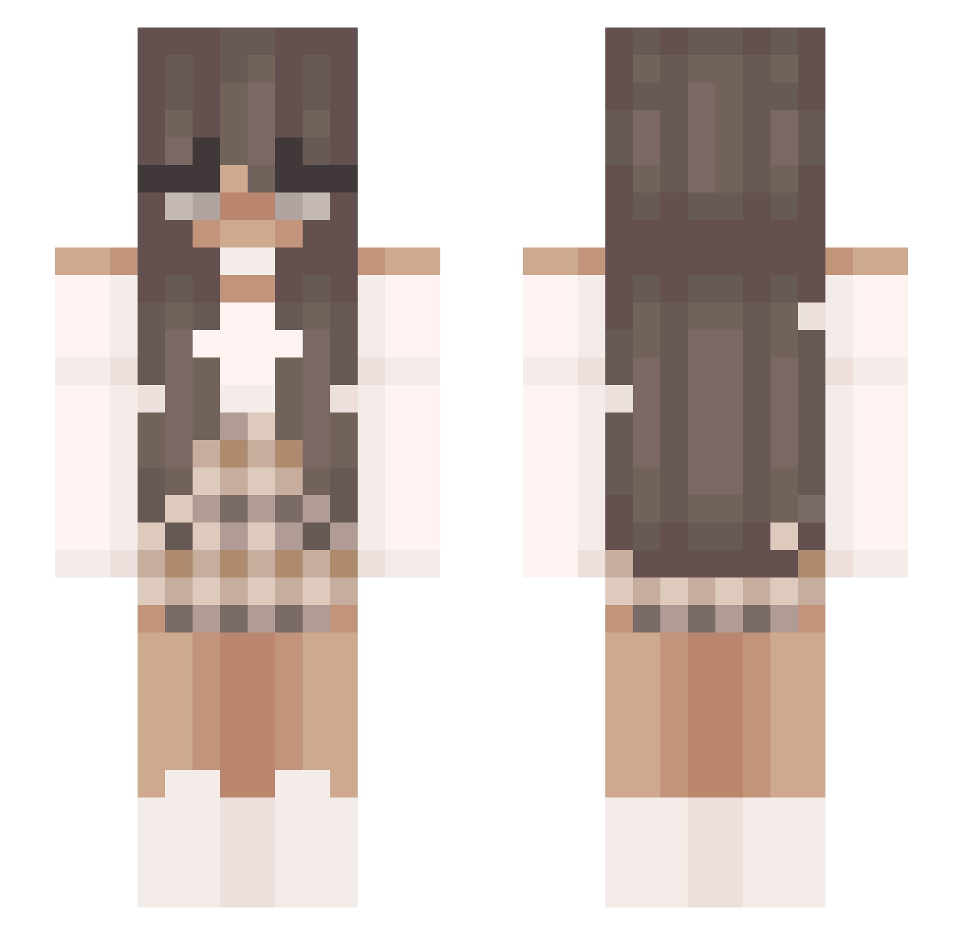SweetBre Minecraft skin, front and back view