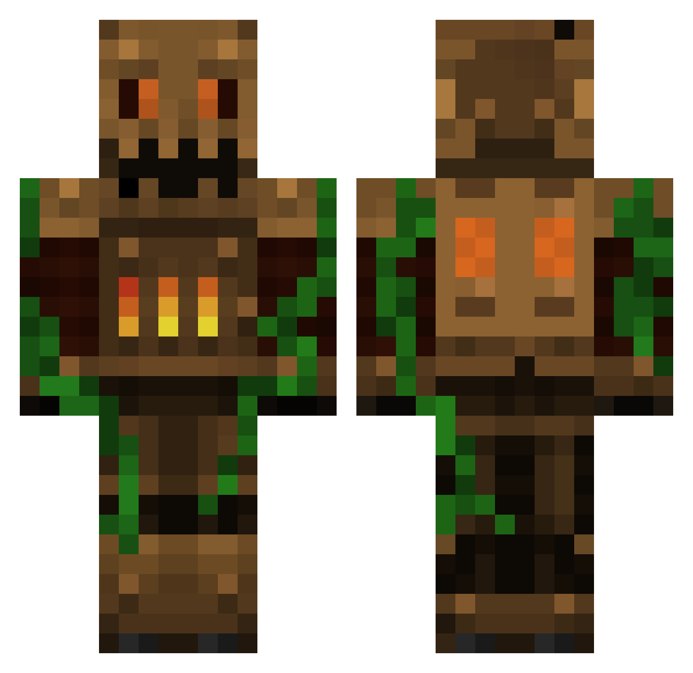 PipWil Minecraft skin, front and back view
