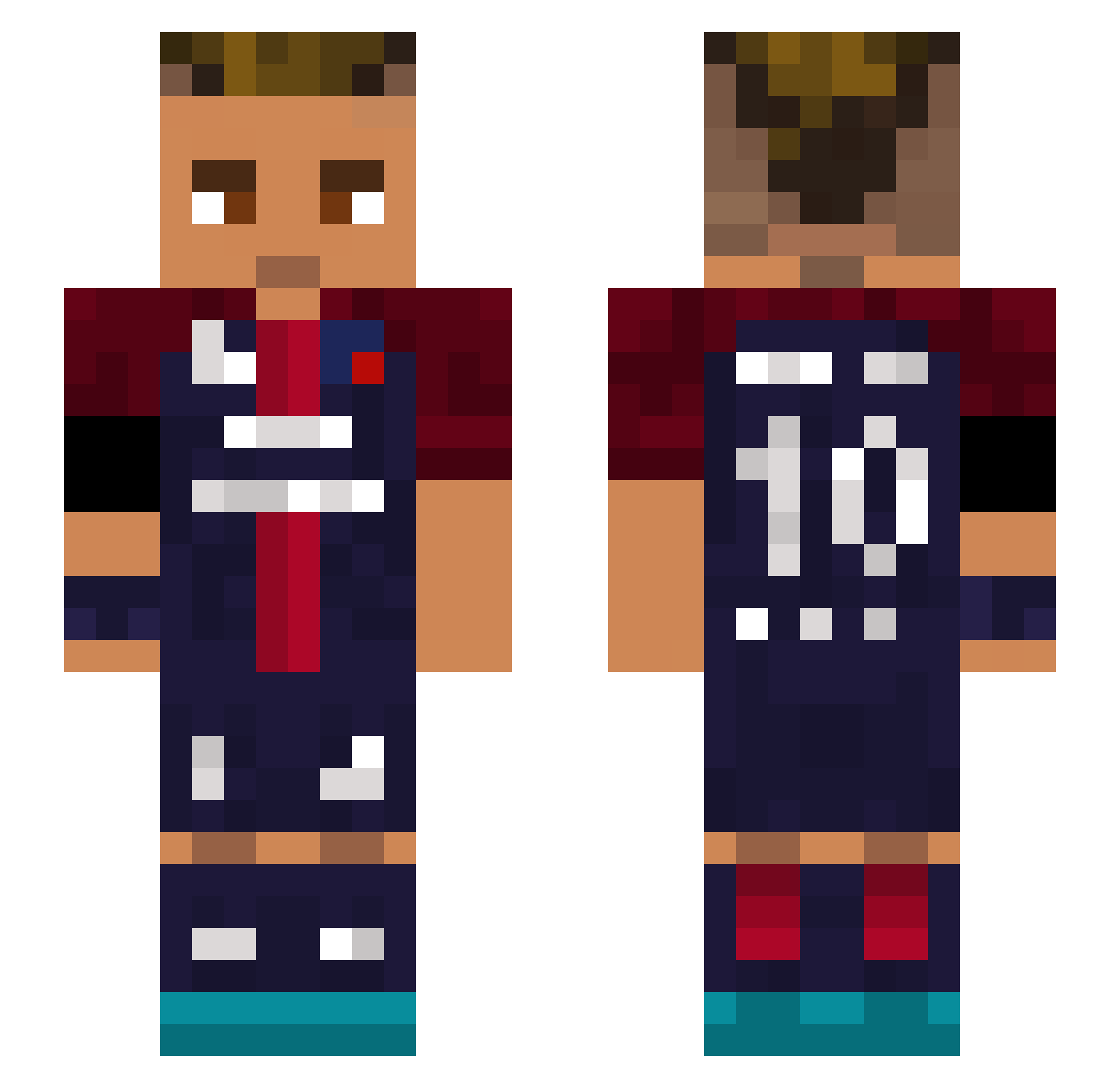 Th0car Minecraft skin, front and back view