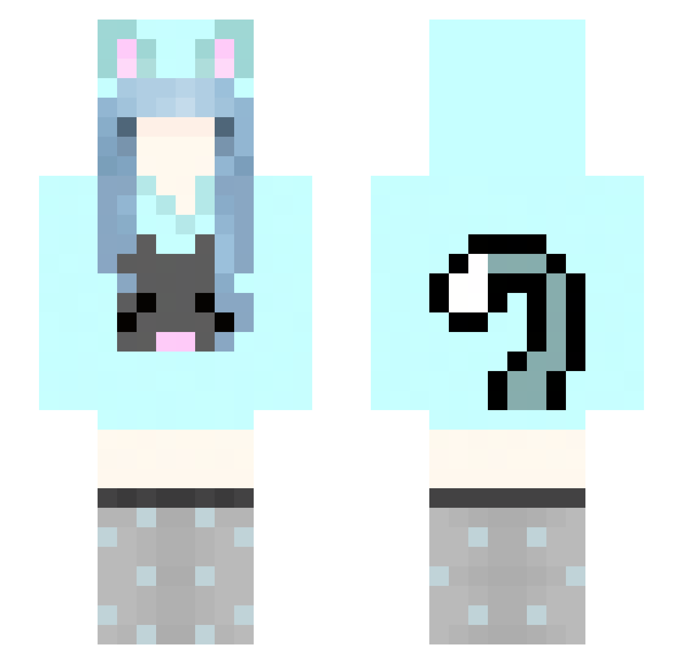 SpacedOutKris Minecraft skin, front and back view