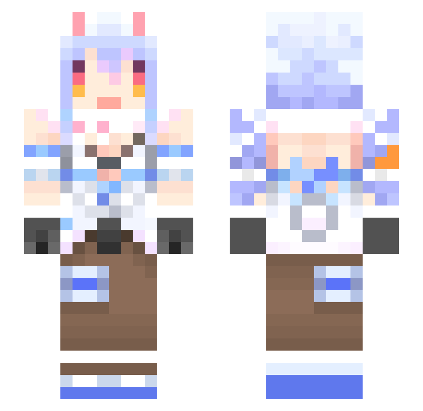 ManaNagase Minecraft skin, front and back view