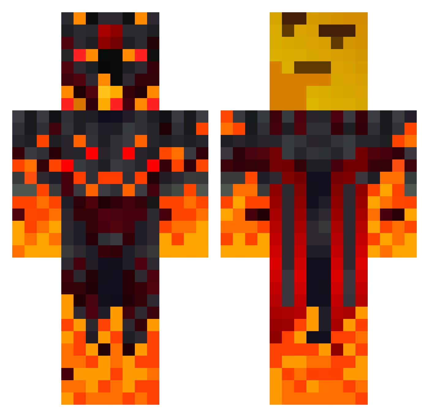 Halleween Minecraft skin, front and back view