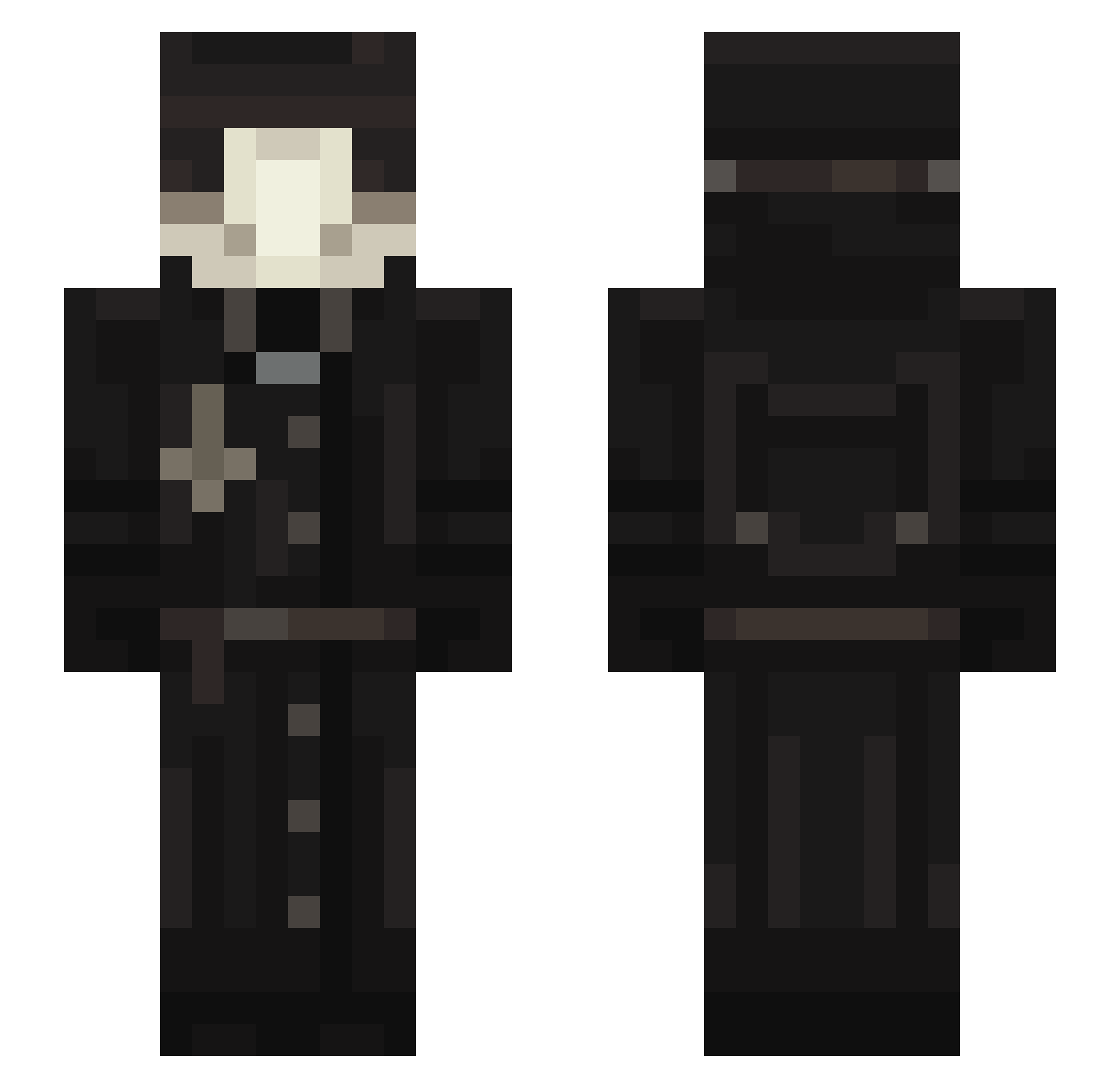 DuckyMus Minecraft skin, front and back view