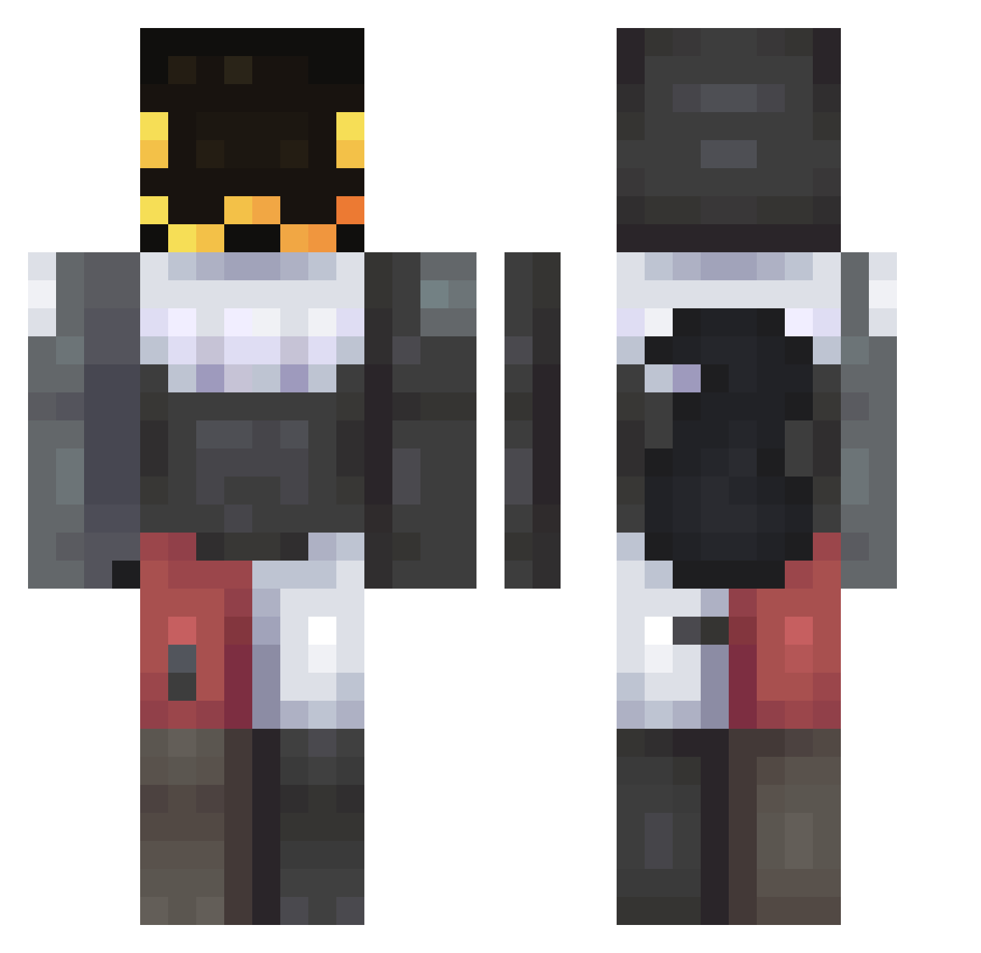SirRoboKitty Minecraft skin, front and back view