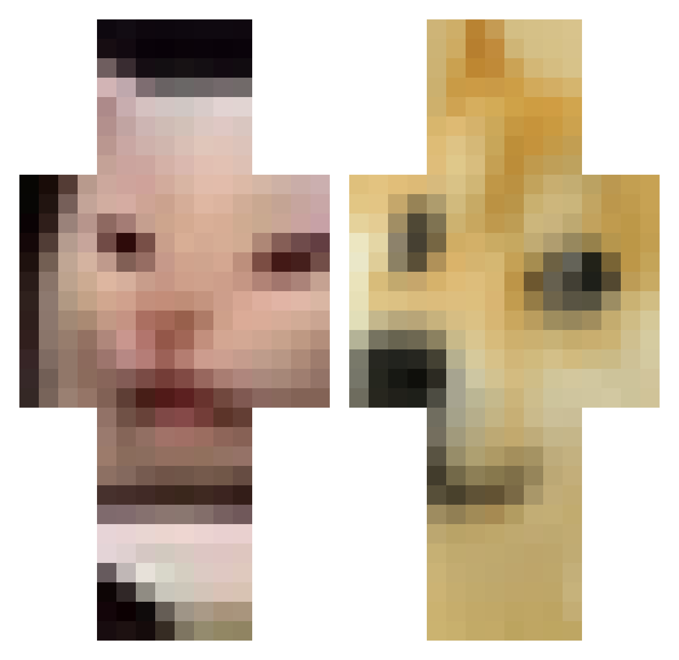 Denxah Minecraft skin, front and back view