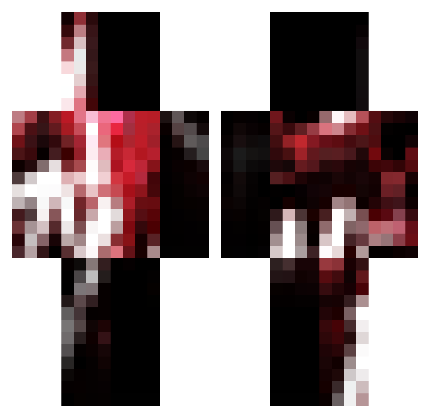 vSpark Minecraft skin, front and back view