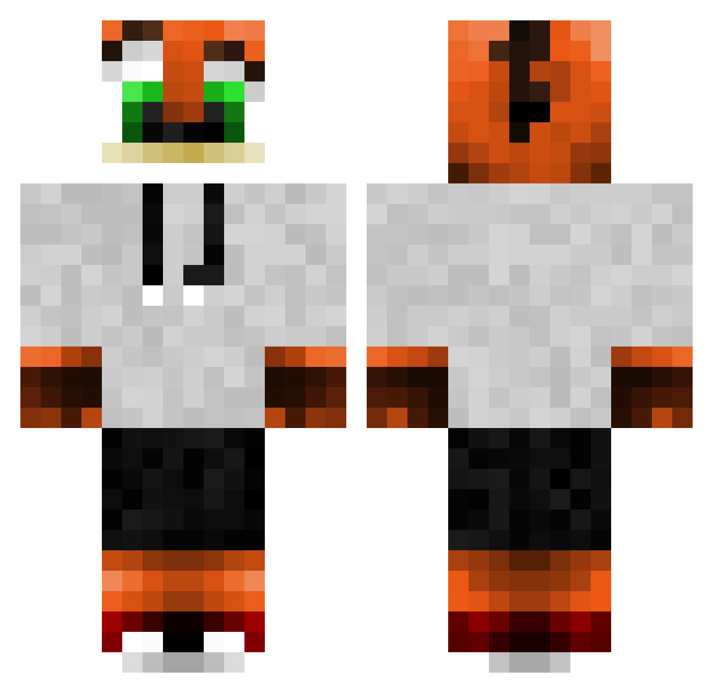 Flosses Minecraft skin, front and back view