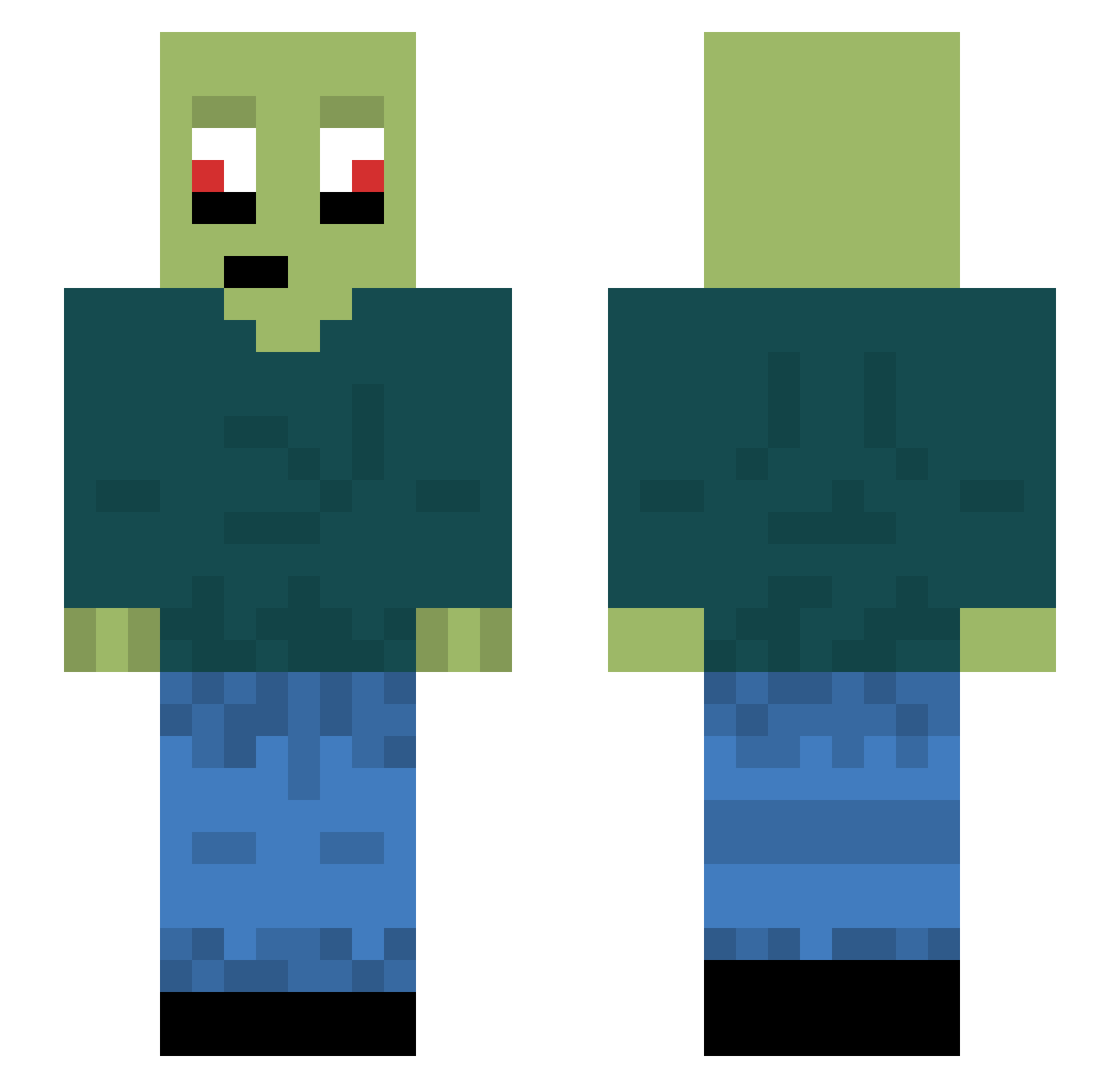 roboooooooooo Minecraft skin, front and back view