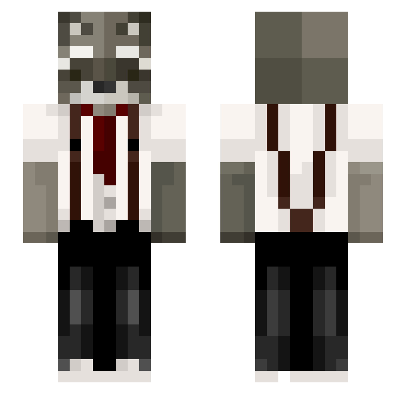 SansSeele Minecraft skin, front and back view