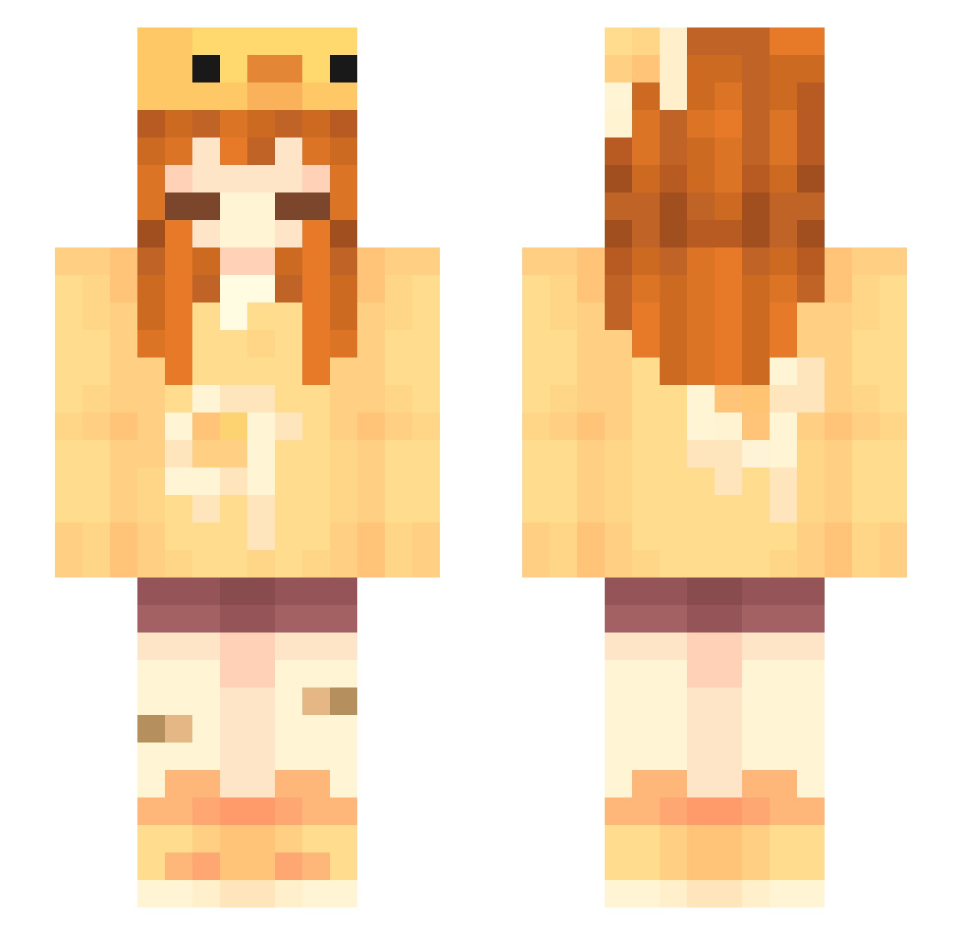 TiinyBear Minecraft skin, front and back view
