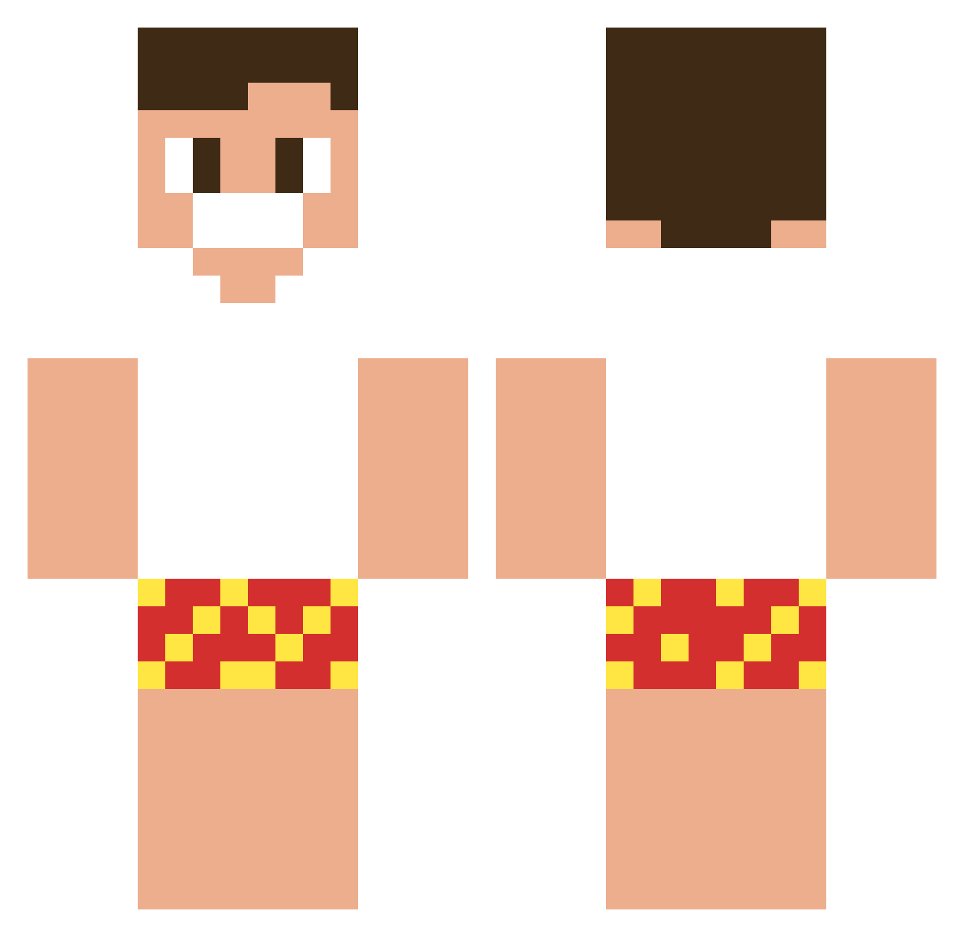 Pencaperiquito Minecraft skin, front and back view